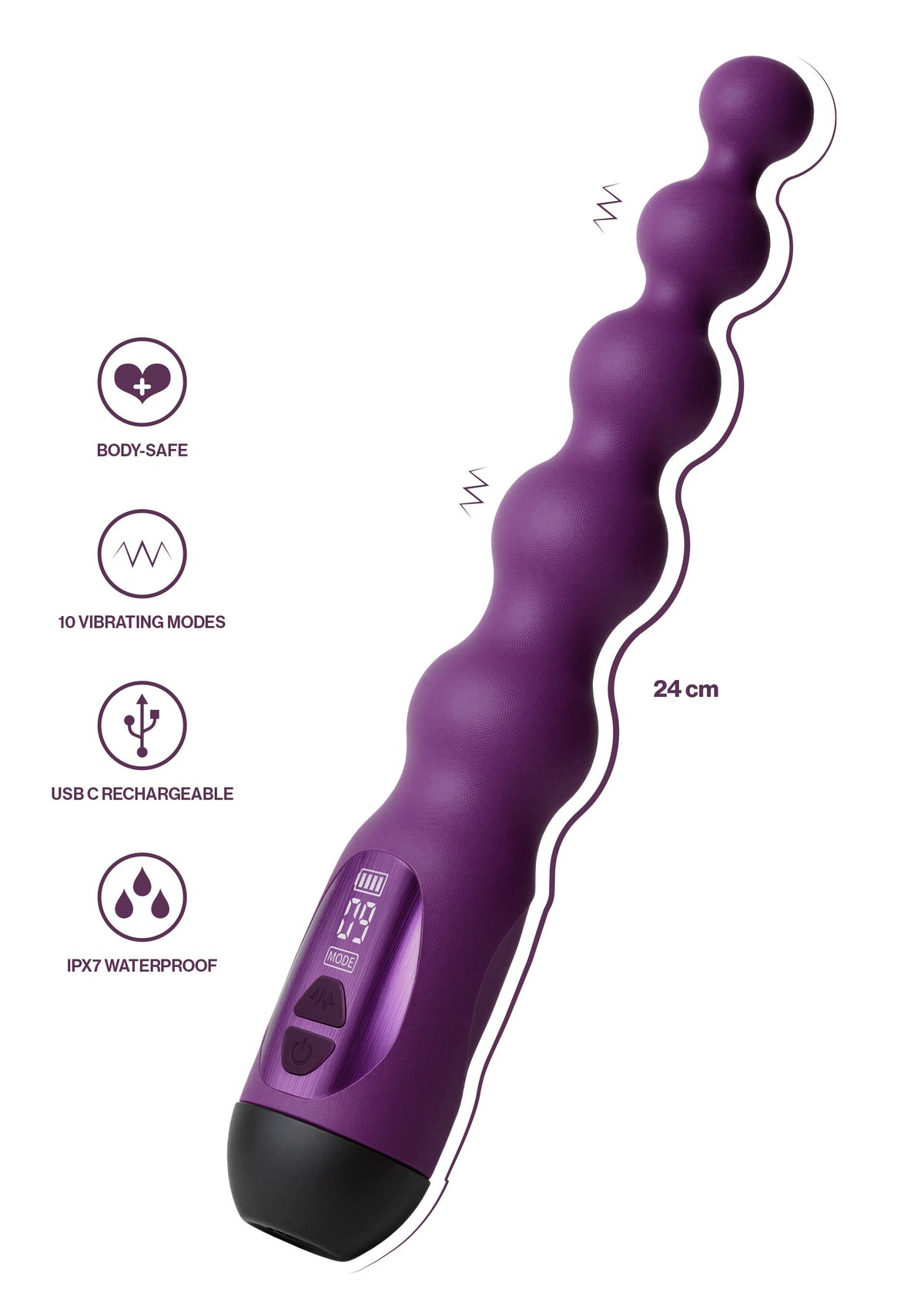 Nova Glow Beaded Vibrator PURPLE - 3