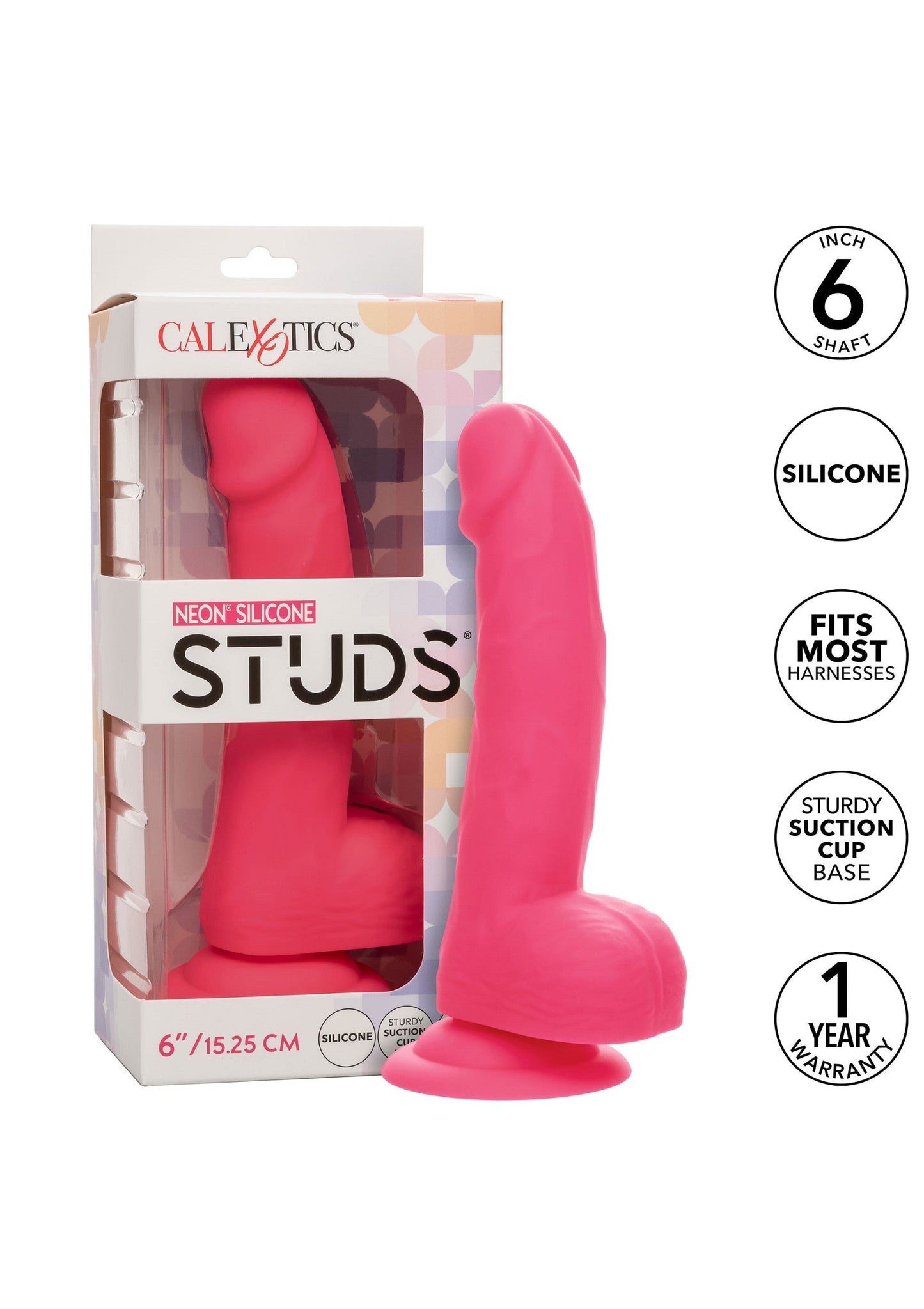 Neon Silicone Studs 6 inch PINK - 30