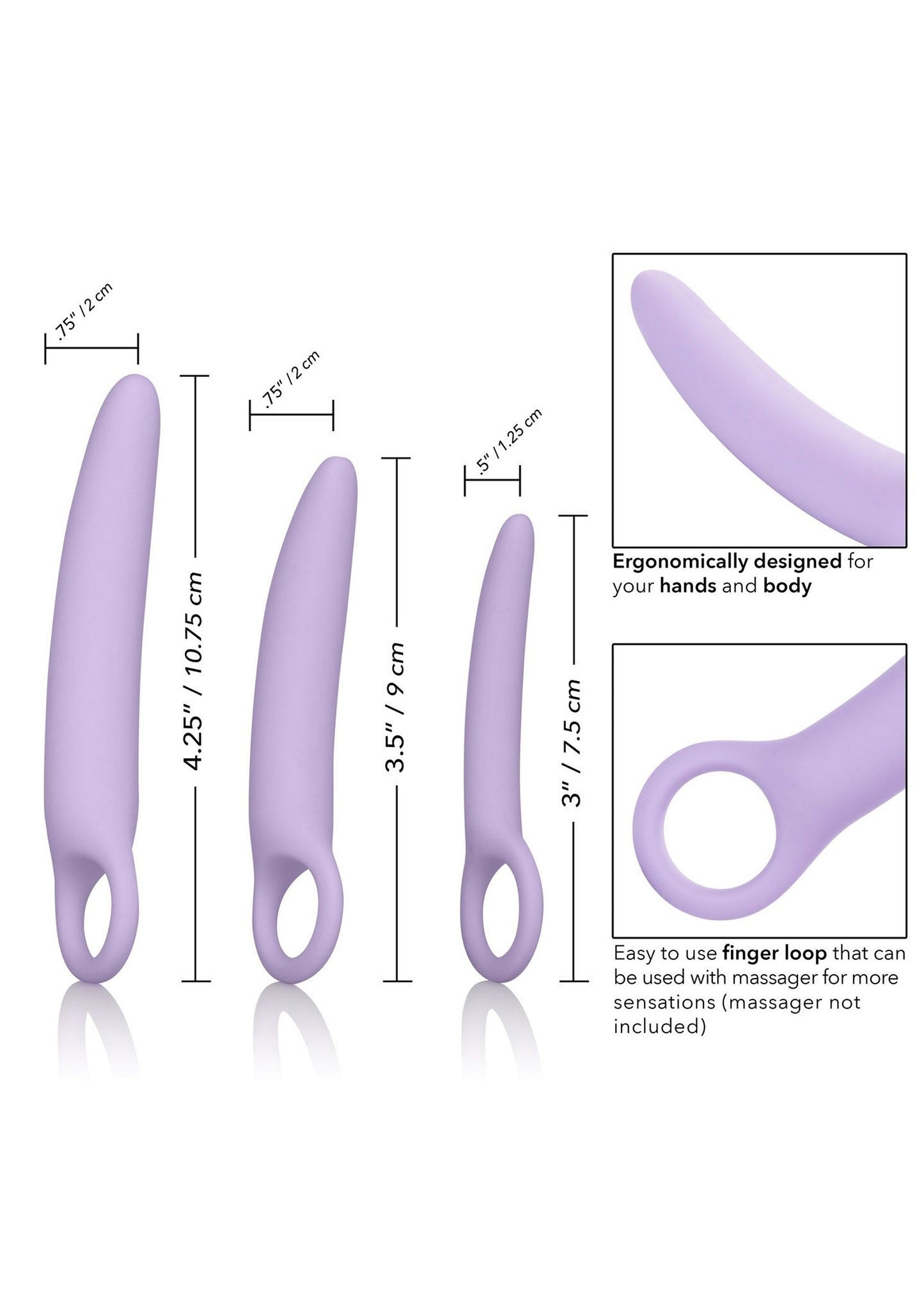 CalExotics Dr. Laura Berman Alena Set of 3 Silicone Dilators PURPLE - 2