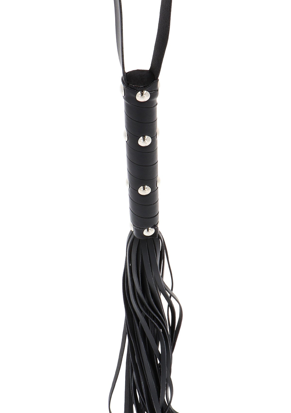 Long Studded Flogger Whip BLACK - 3