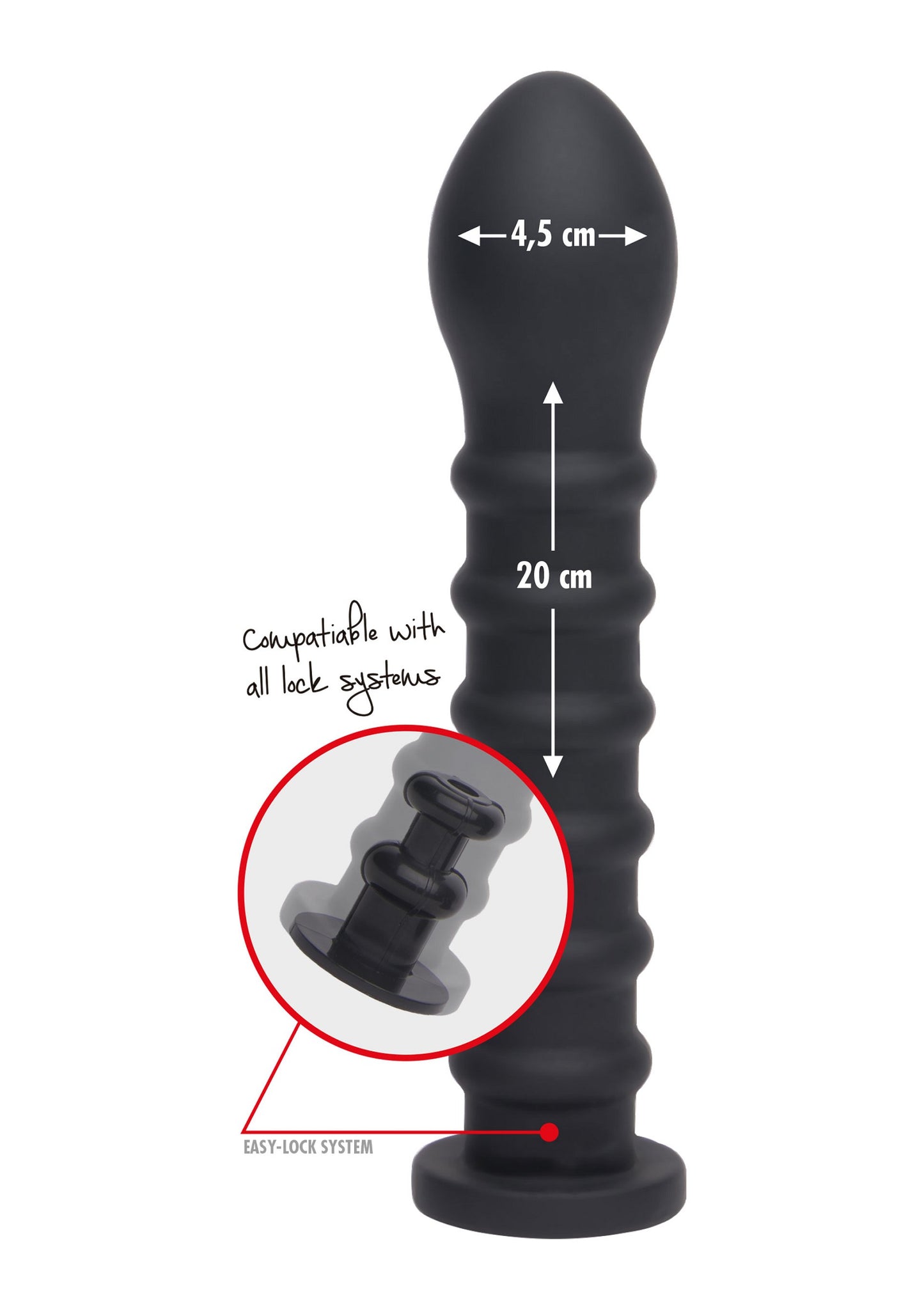 Hidden Desire Bangers Fuck Machines Ribbed Dong Easy-Lock 19 cm BLACK - 5