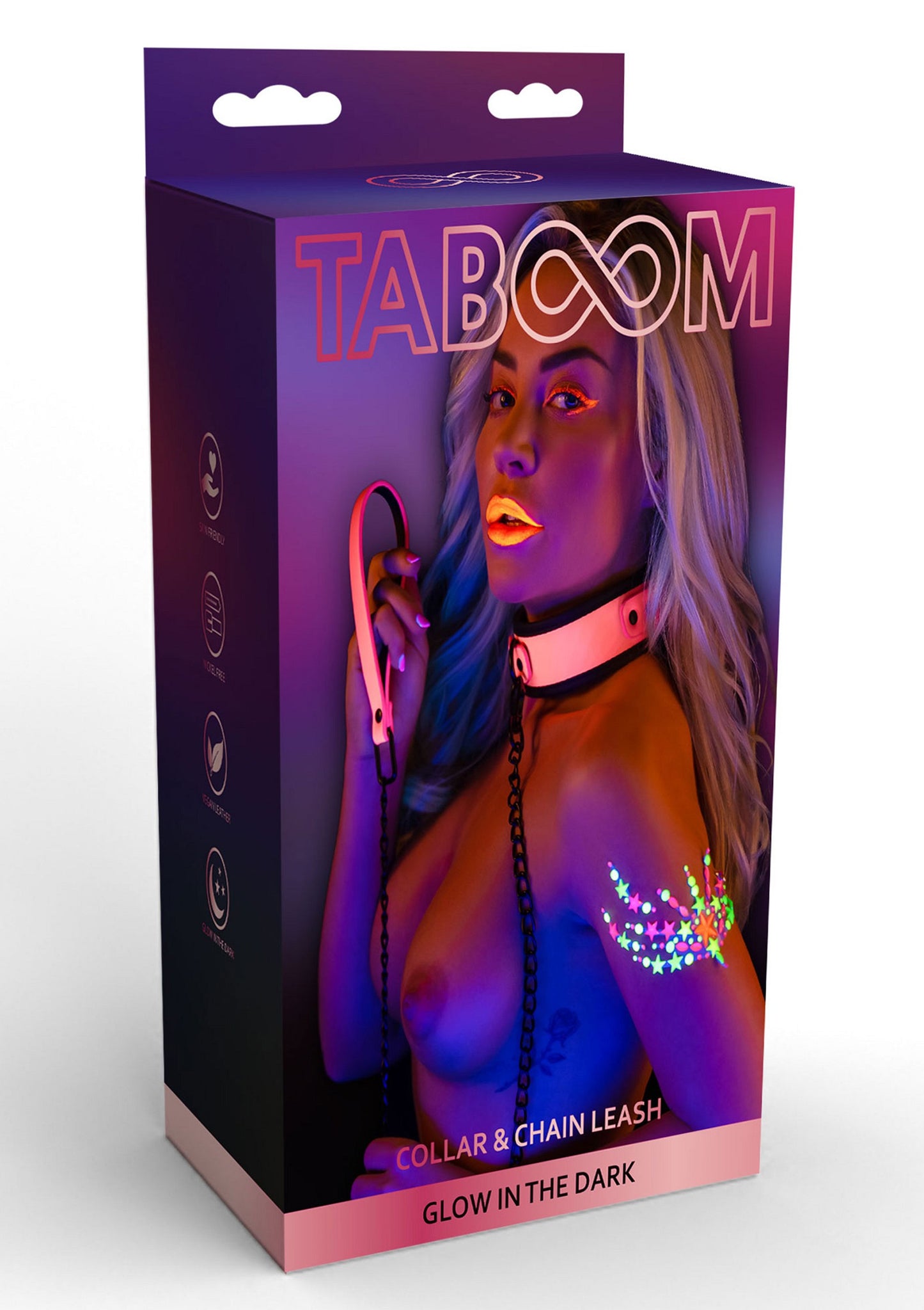 Taboom Glow In the Dark Collar and Chain Leash PINK - 0
