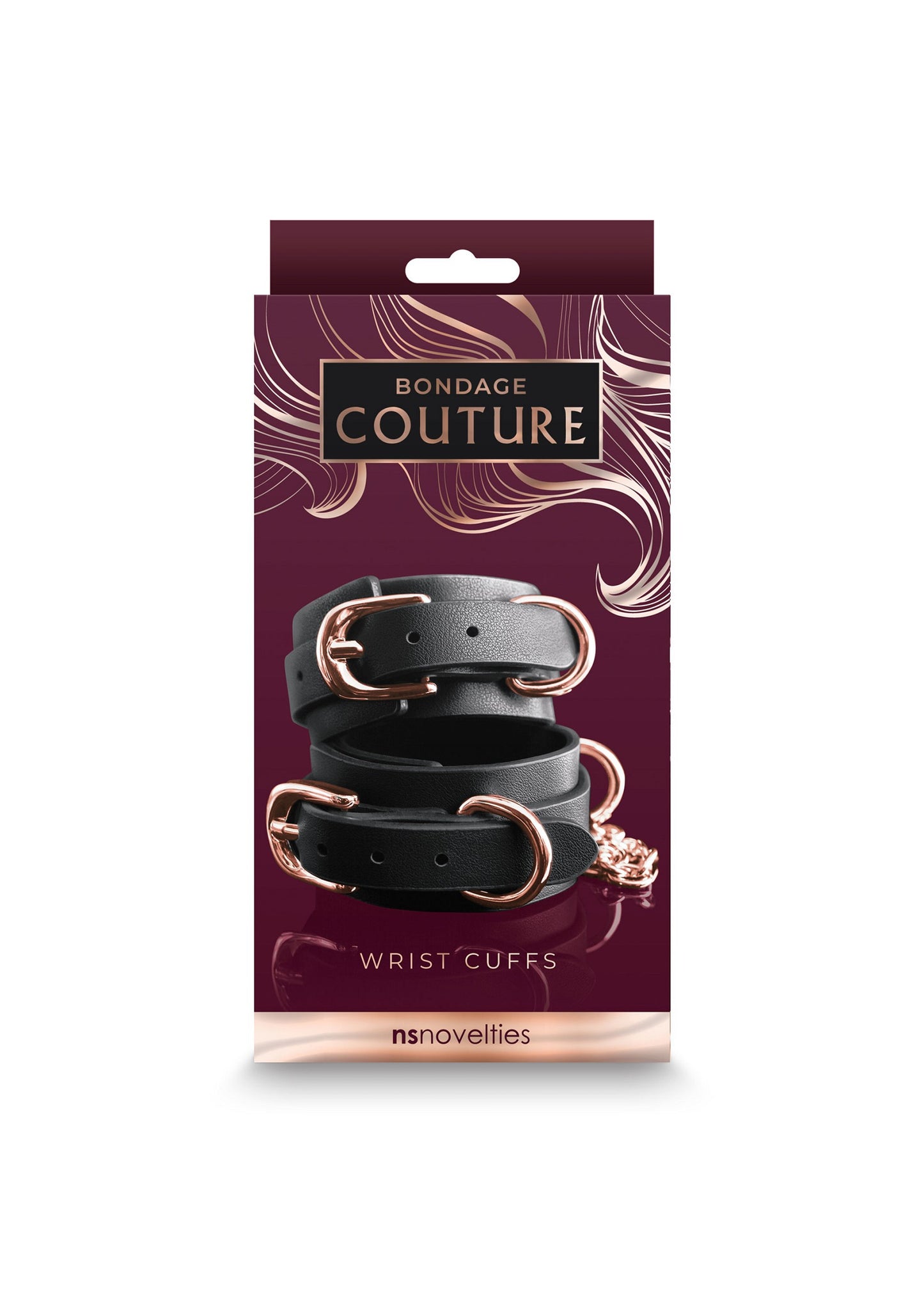 NS Novelties Bondage Couture Wrist Cuffs BLACK - 0