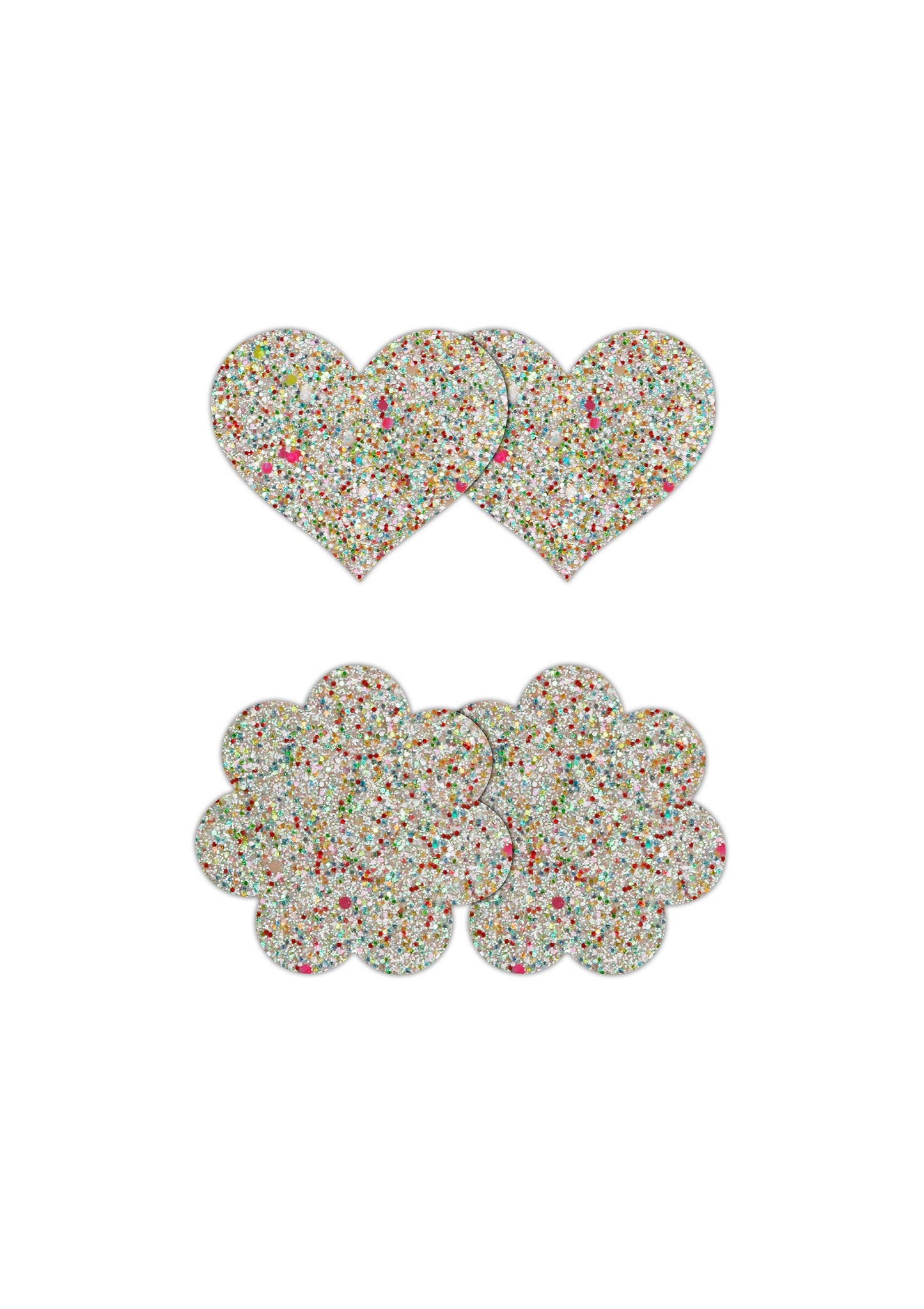 NS Novelties Pretty Pasties Heart & Flower Glow 2 Pair MULTICOLOR - 0