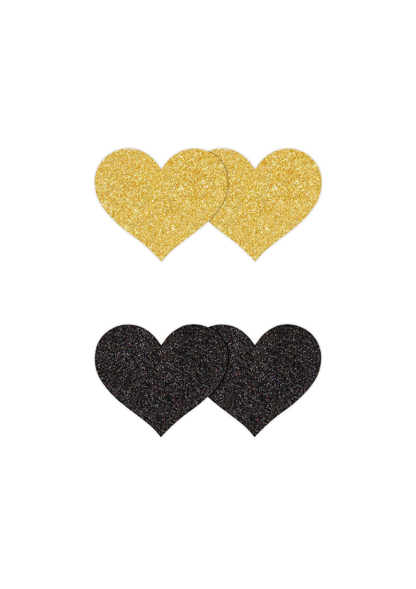 NS Novelties Pretty Pasties Glitter Hearts Black/Gold 2 Pair BLACK - 2