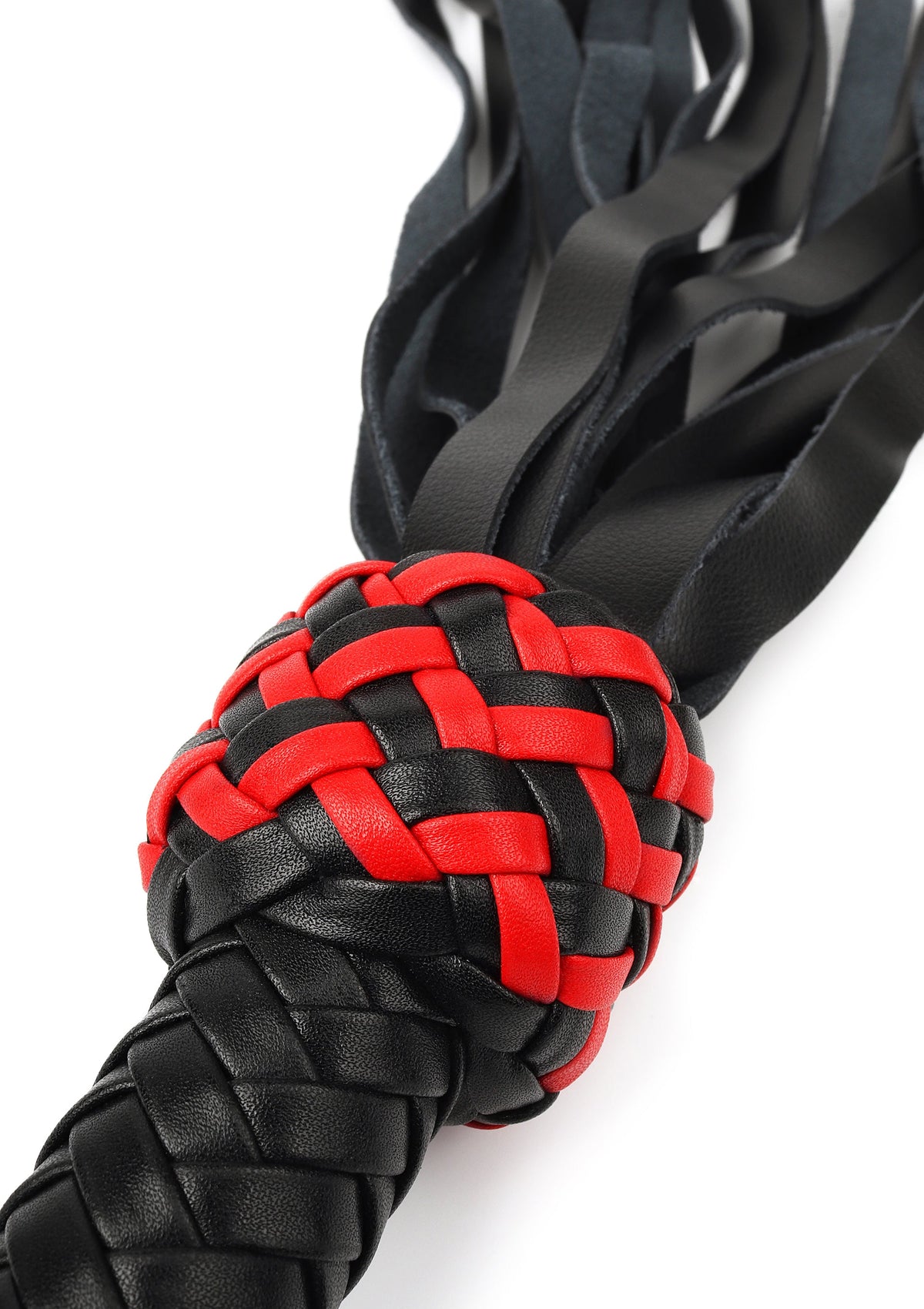 Leather Cat-o-Nine Whip BLACK - 4