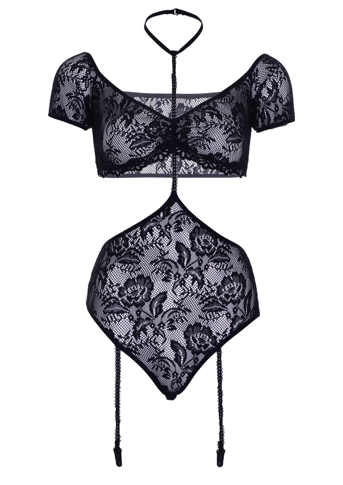 Bandeau Top and Garter Teddy BLACK M/L - 6
