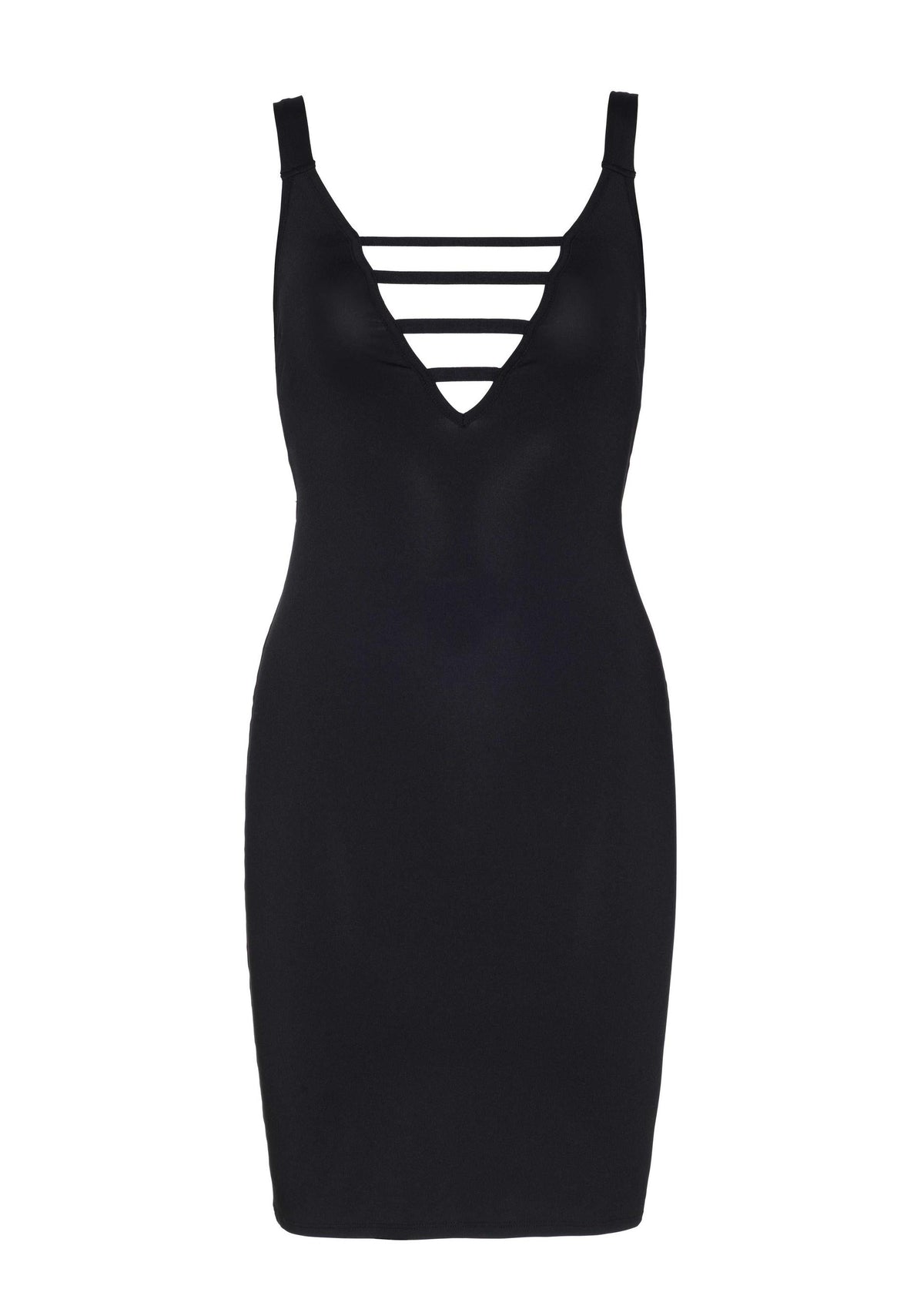 Deep-V Mini Dress BLACK M - 2