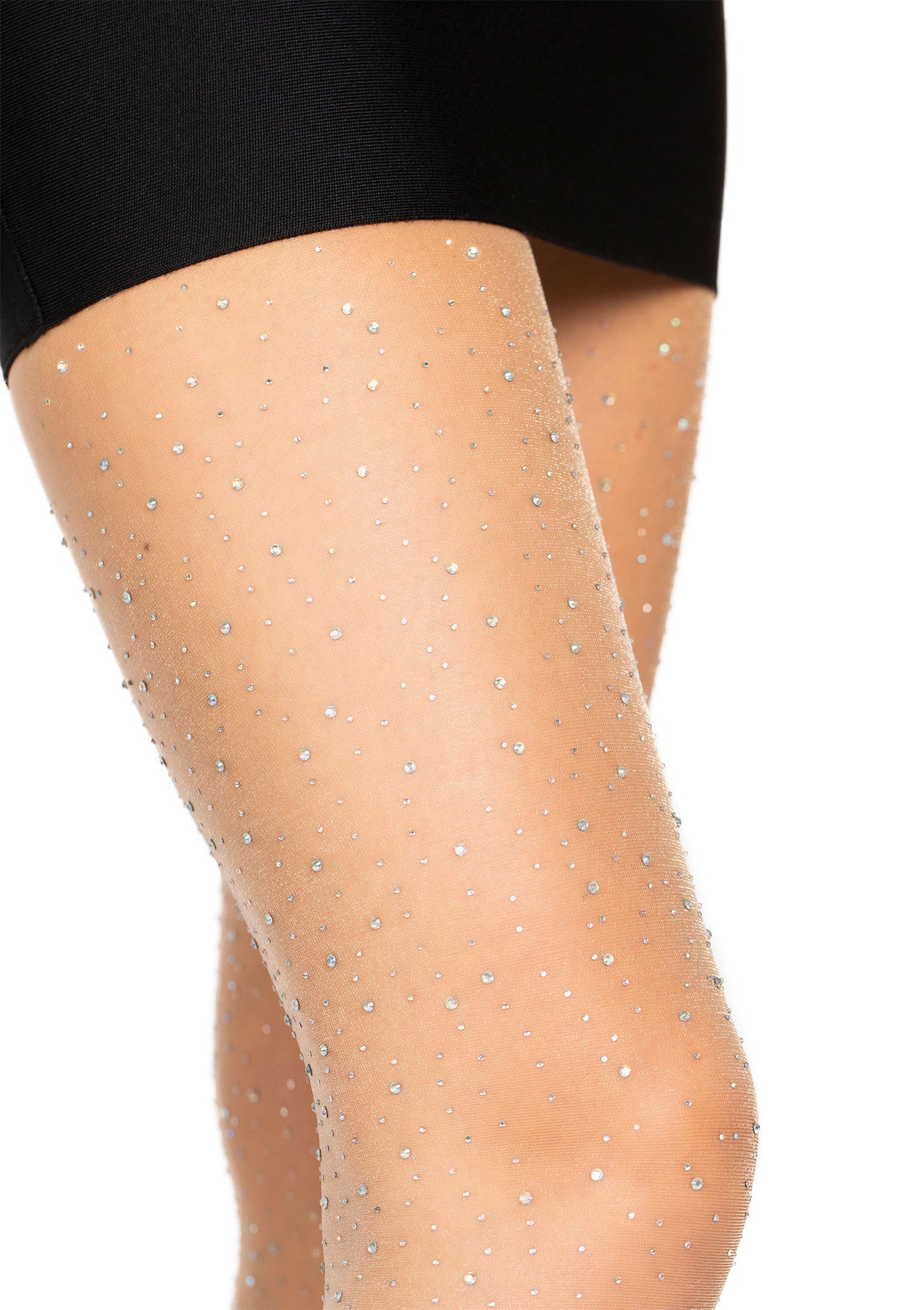 Sheer Rhinestone Elastane Pantyhose BLACK O/S - 0