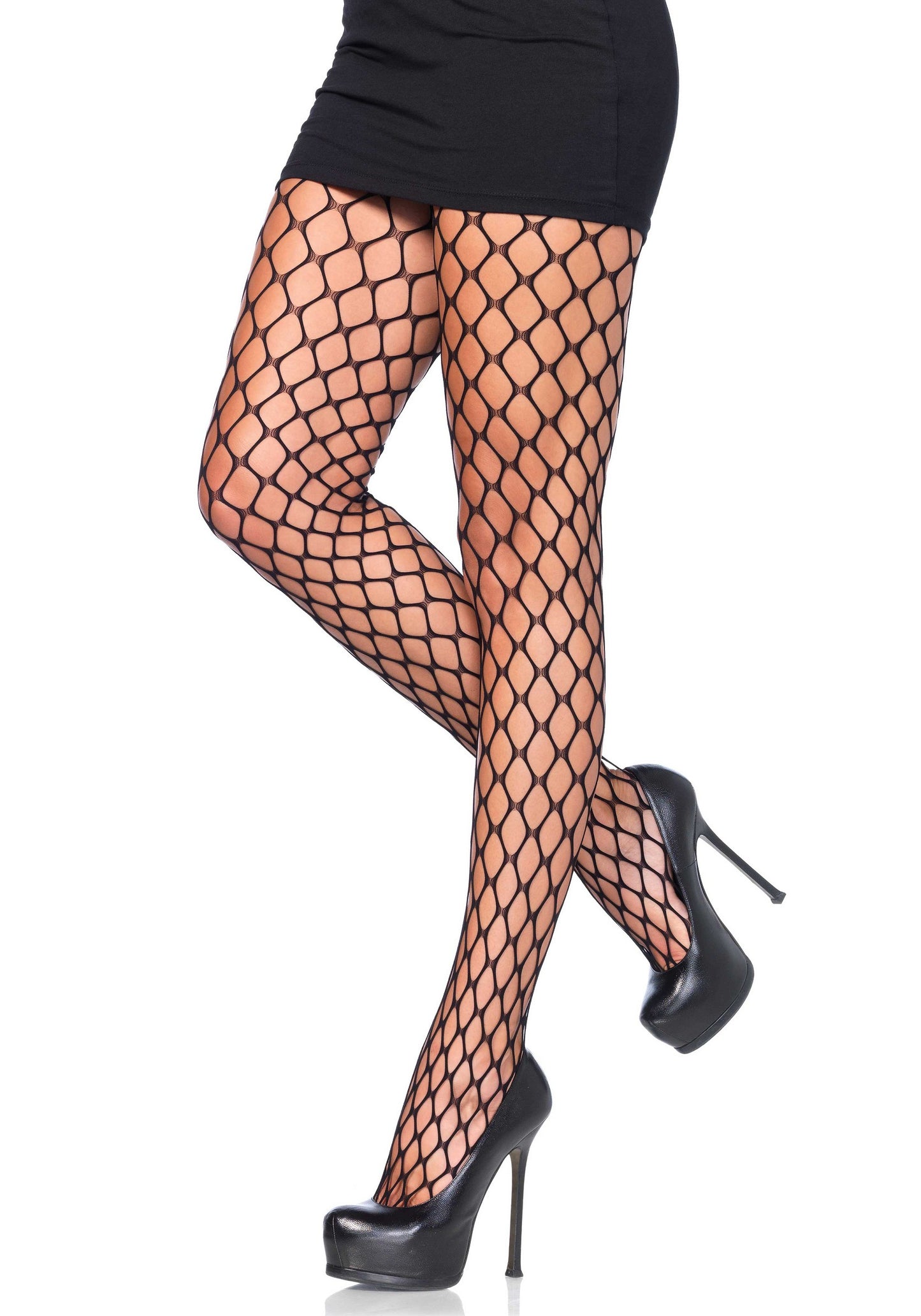 Leg Avenue Sharp Edge Scale Net Pantyhose BLACK O/S - 0