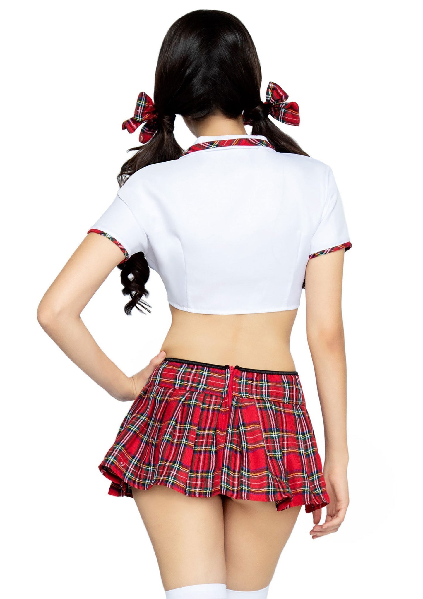 Leg Avenue Miss Prep School Top and Skirt RED XS - 4