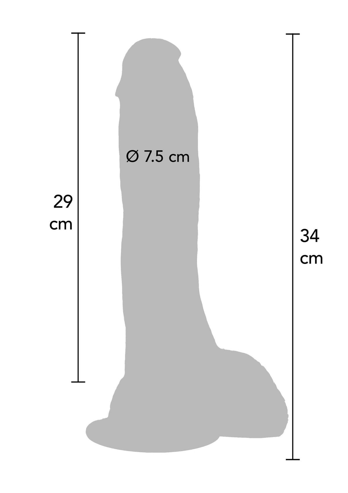 Extreme XXXL Dildo PVC 34 cm SKIN - 3