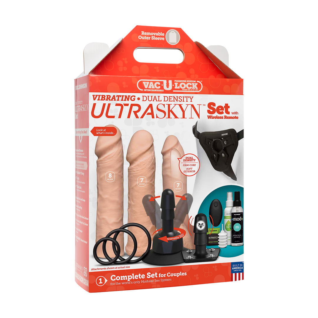 Vibrerende Dual Density ULTRASKYN Speelgoed Set + Afstandsbediening Fleischfarben - 0