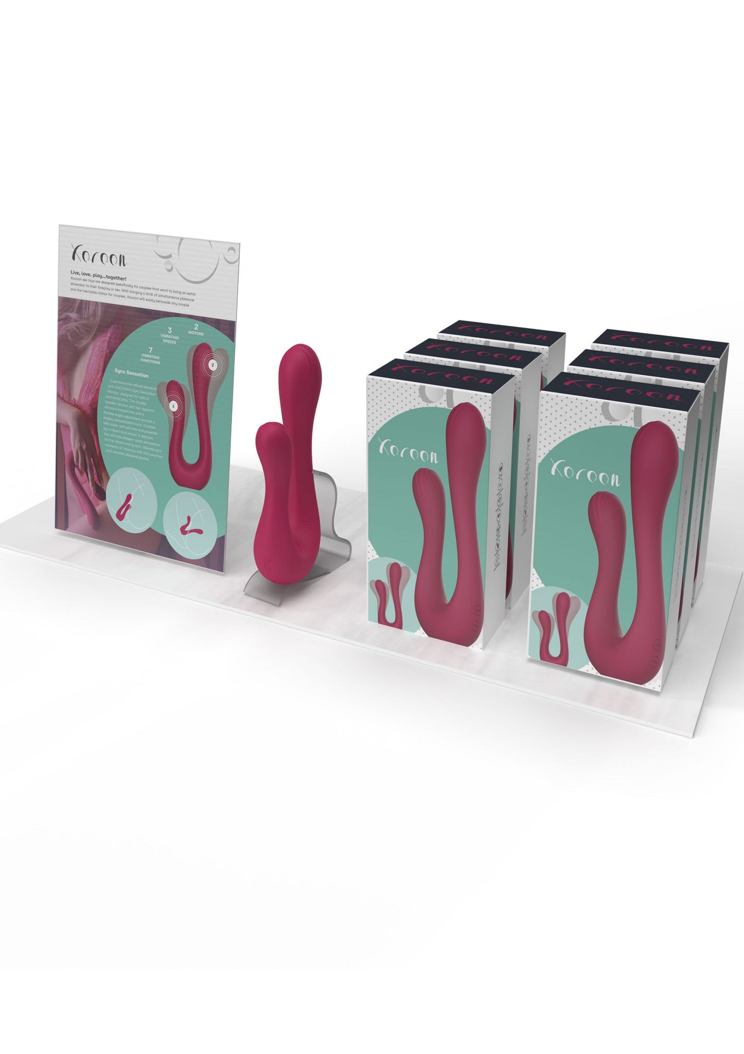 Xocoon Sync Sensation Vibrator Retail Shelf Pack FUCHSIA - 3