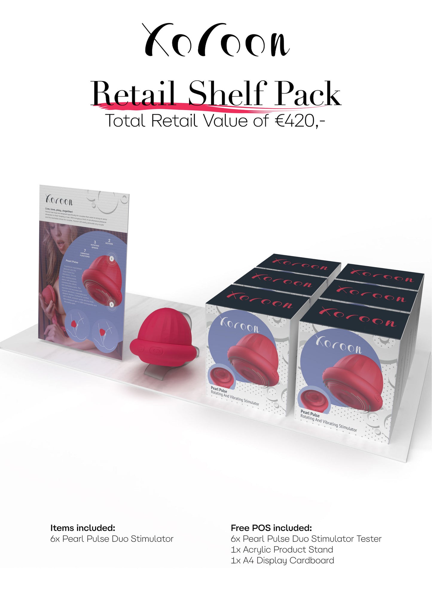 Xocoon Pearl Pulse Duo Stimulator Retail Shelf Pack FUCHSIA - 5