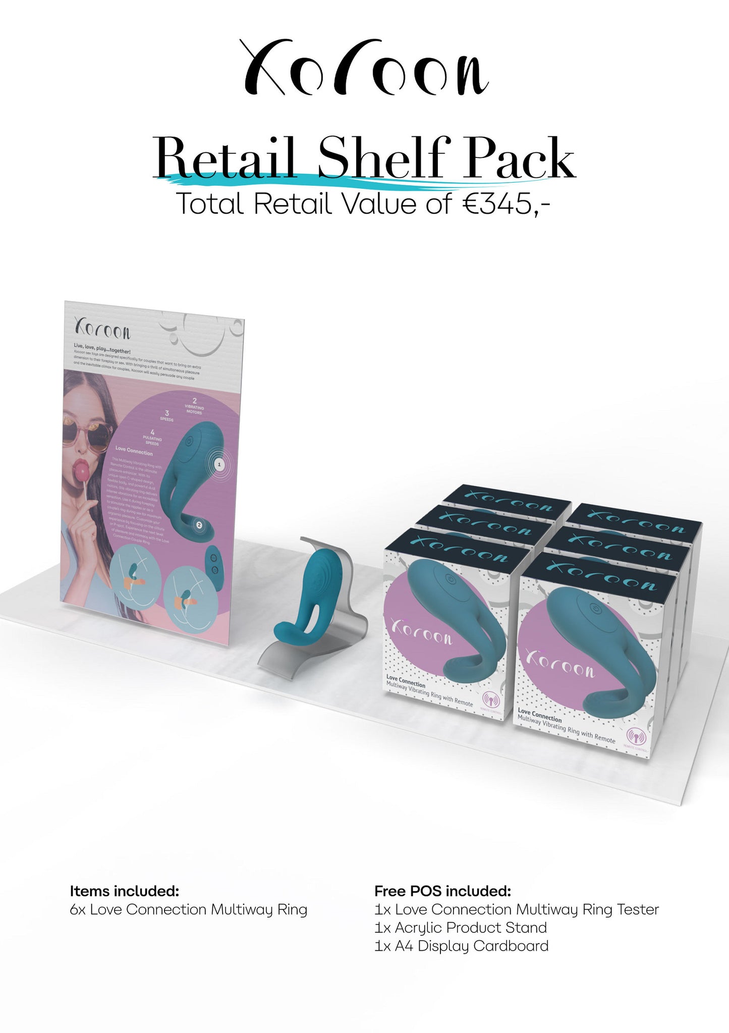 Xocoon Love Connection Couples Ring Retail Shelf Pack PETROL - 6