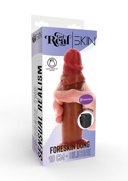 Foreskin Dong Vibrating Silicone 19 cm CARAMEL - 6