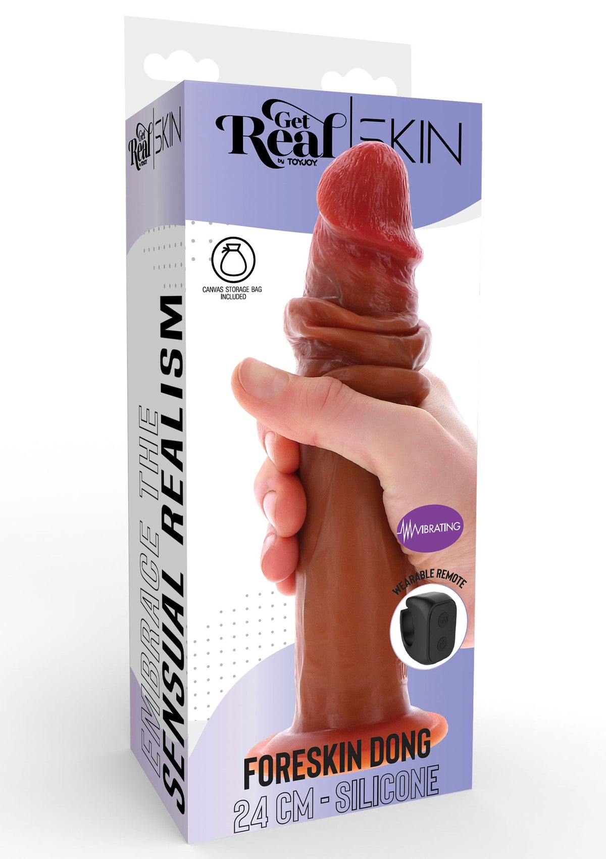 Foreskin Dong Vibrating Silicone 24 cm CARAMEL - 1
