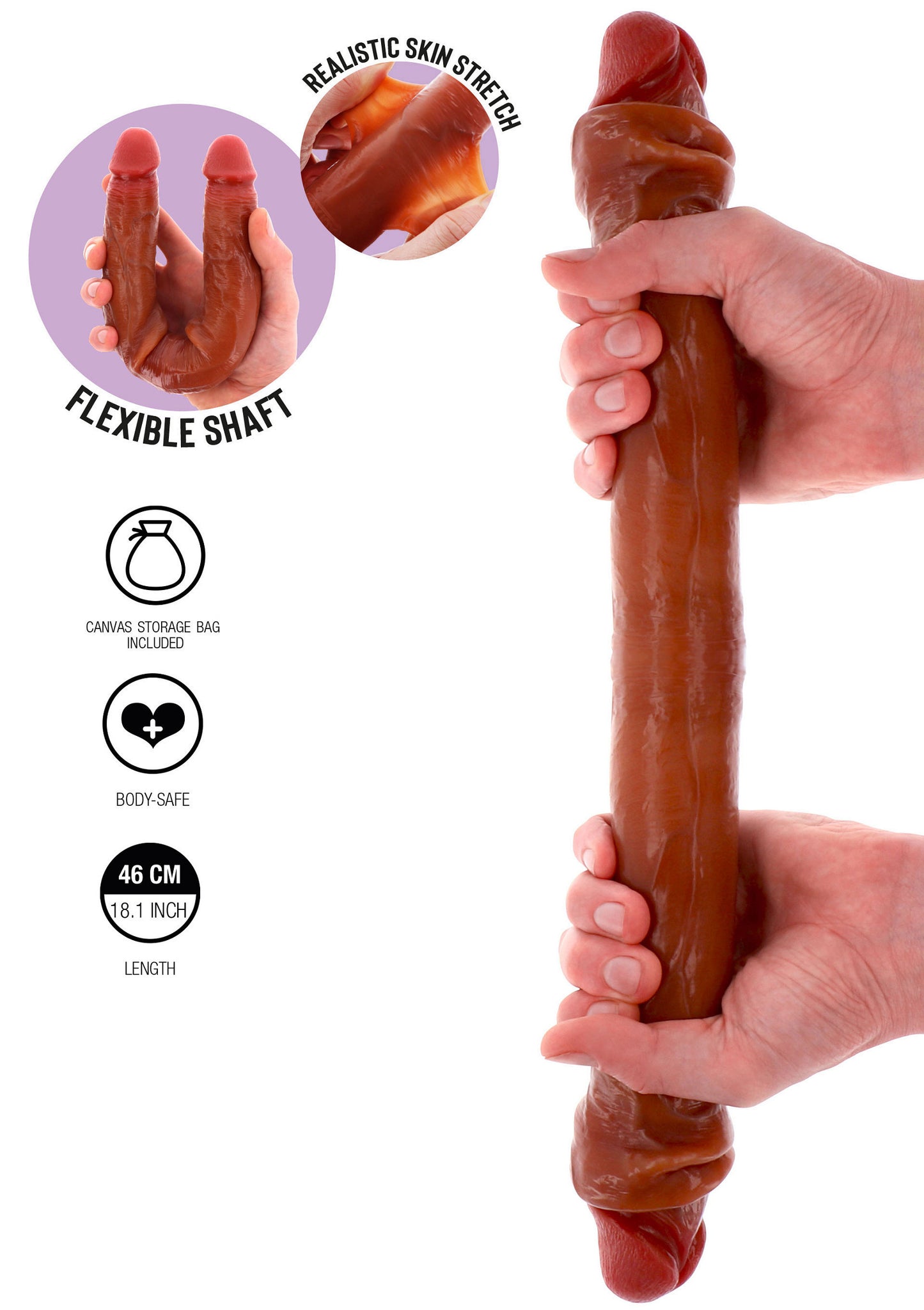 ToyJoy Get Real Silicone Foreskin Double Dong 46 cm CARAMEL - 3