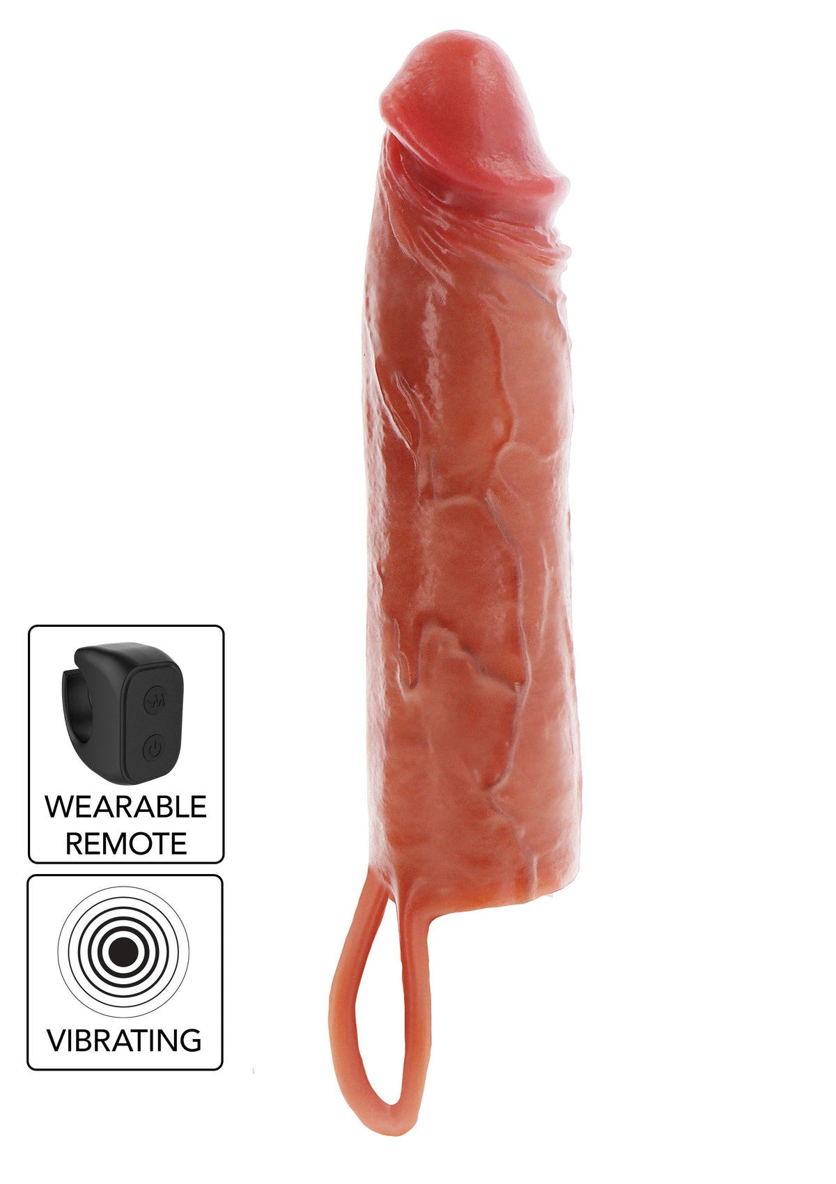 Hydrated Skin Penis Silicone Sleeve Vibrating 20 cm CARAMEL - 0