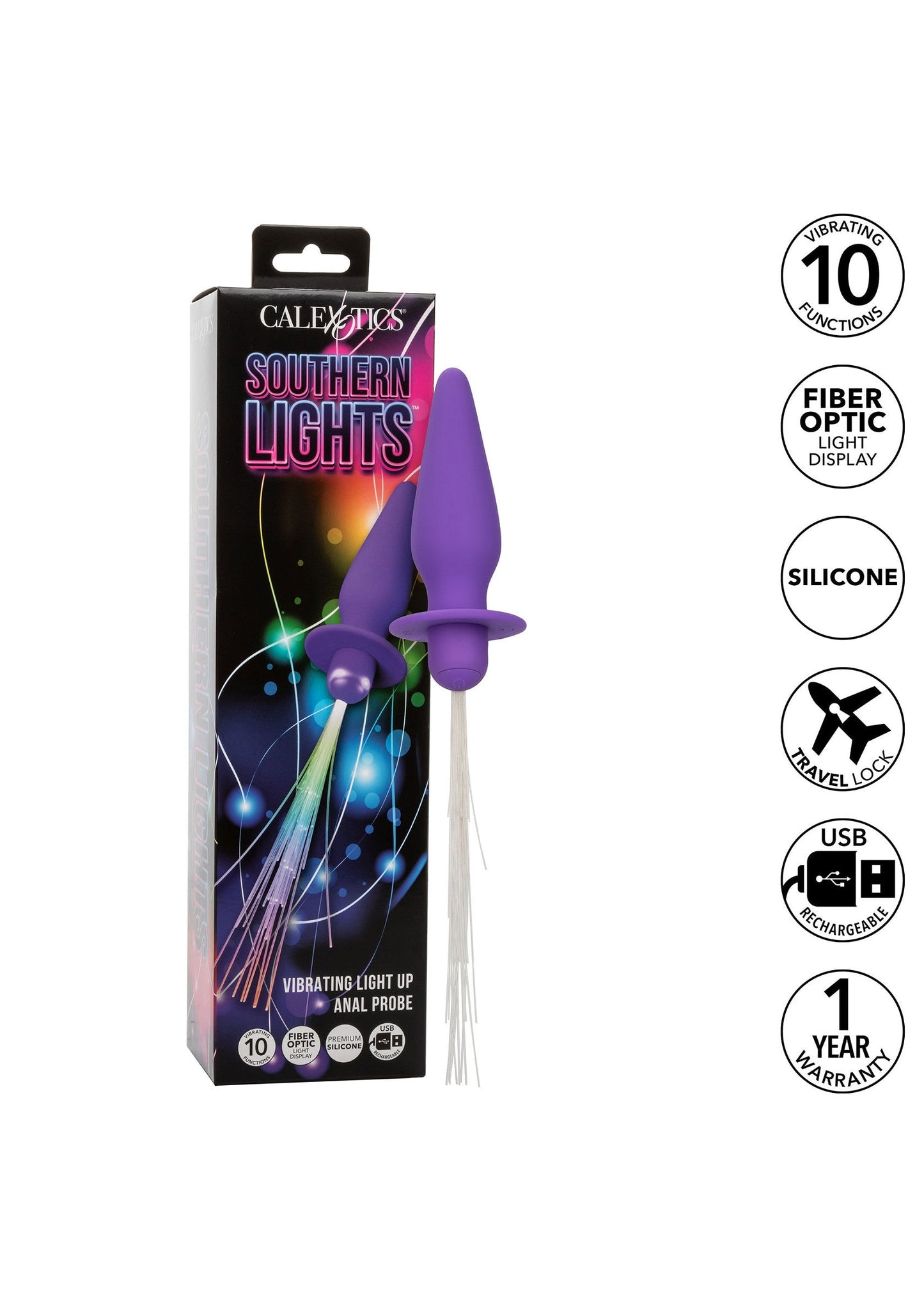 Vibrating Light Up Anal Probe PURPLE - 1