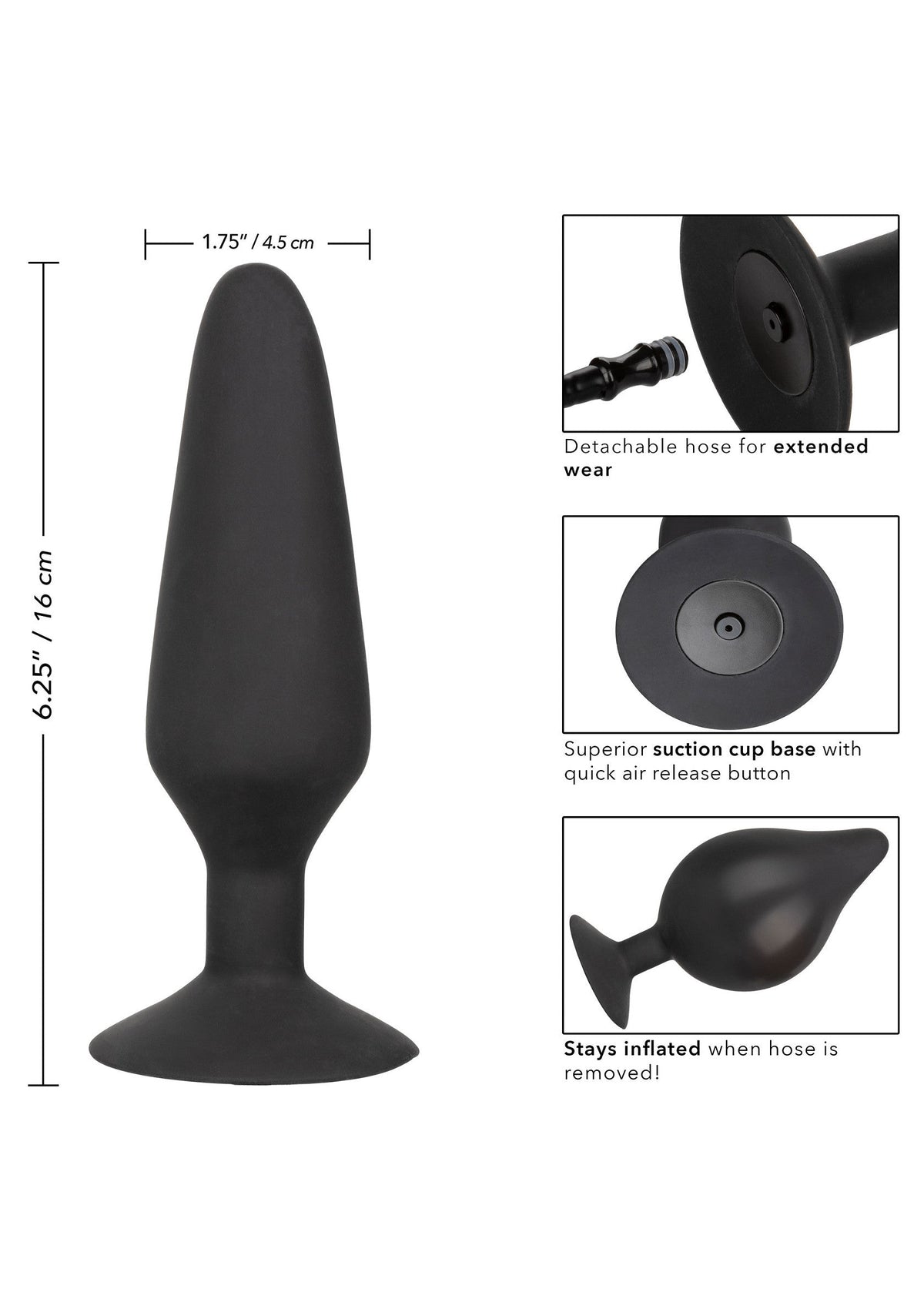 XL Silicone Inflatable Plug BLACK - 3