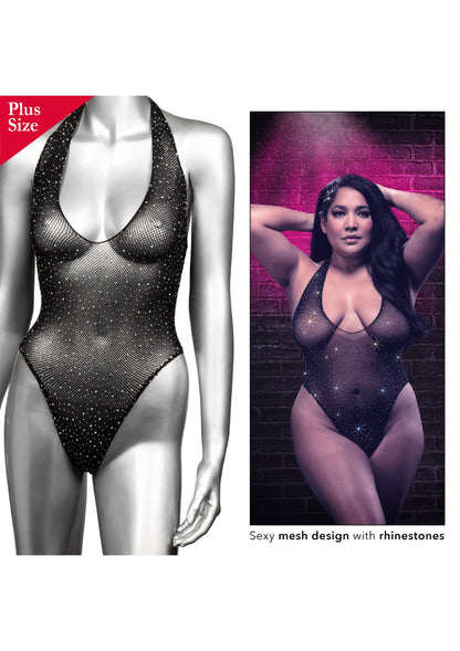 CalExotics Radiance Plus Size Deep V Body Suit BLACK PLUS - 6
