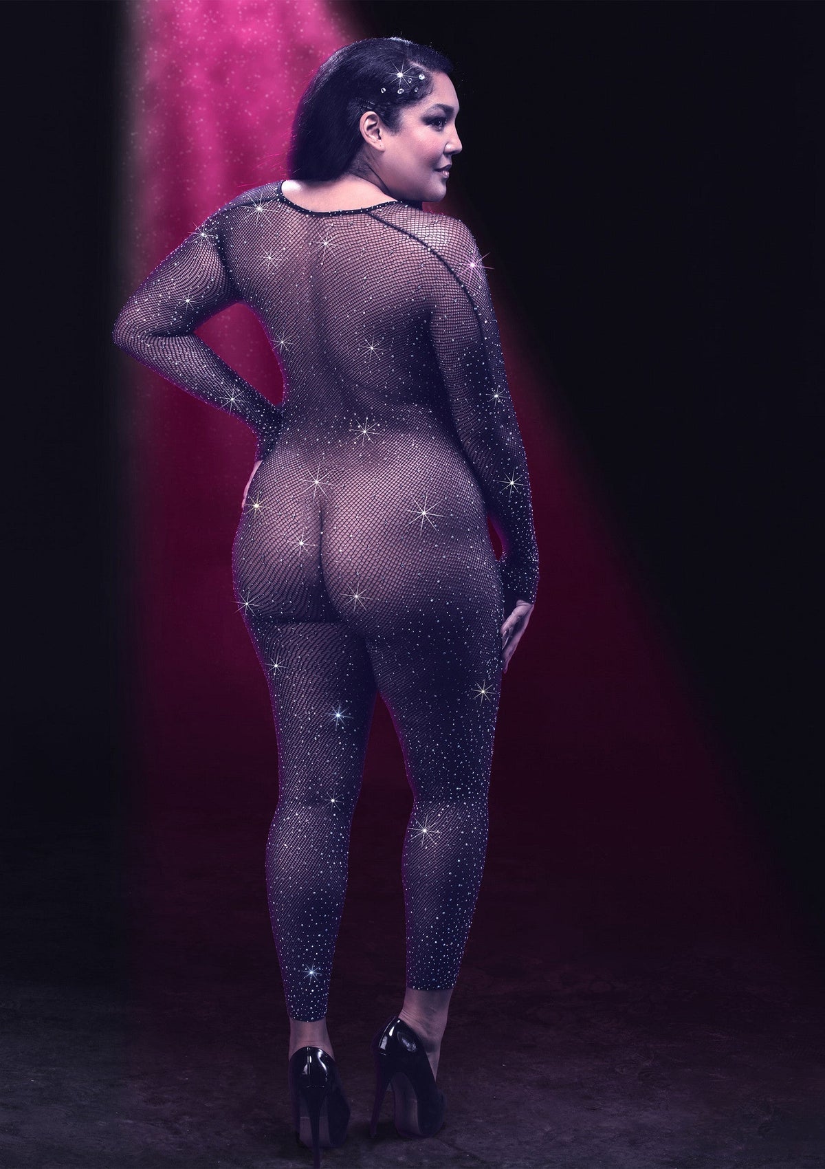 Crotchless Bodystocking Plus BLACK PLUS - 4