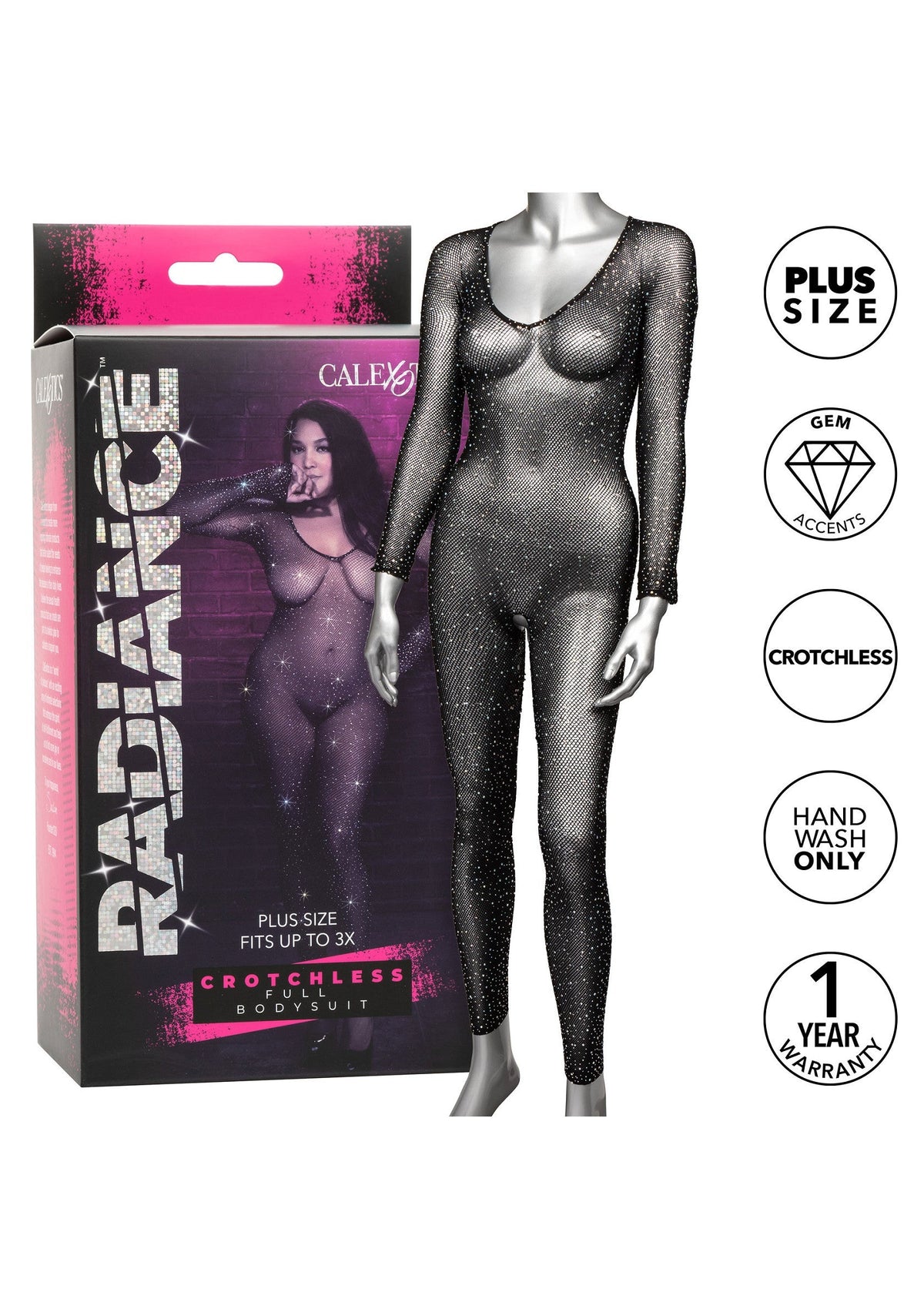 Crotchless Bodystocking Plus BLACK PLUS - 5