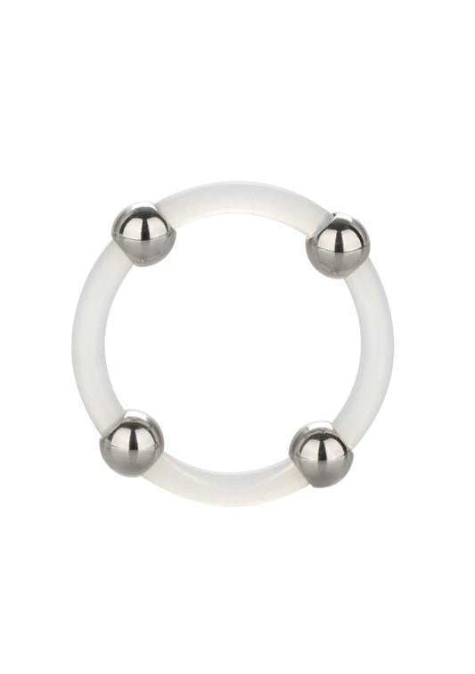 Steel Beaded Silicone Ring L