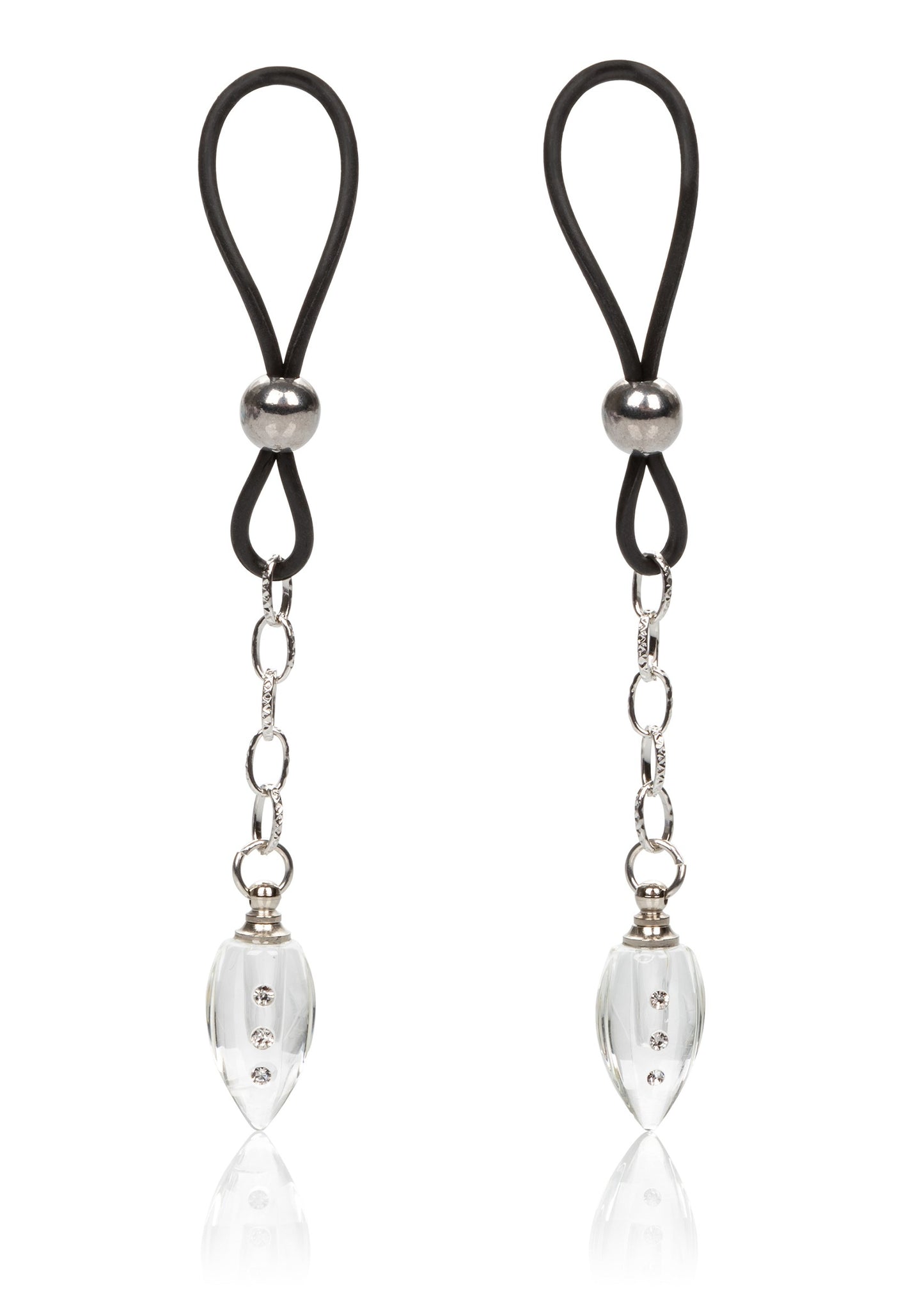 CalExotics Nipple Play Non-Piercing Nipple Jewelry Crystal Teardrop SILVER - 1