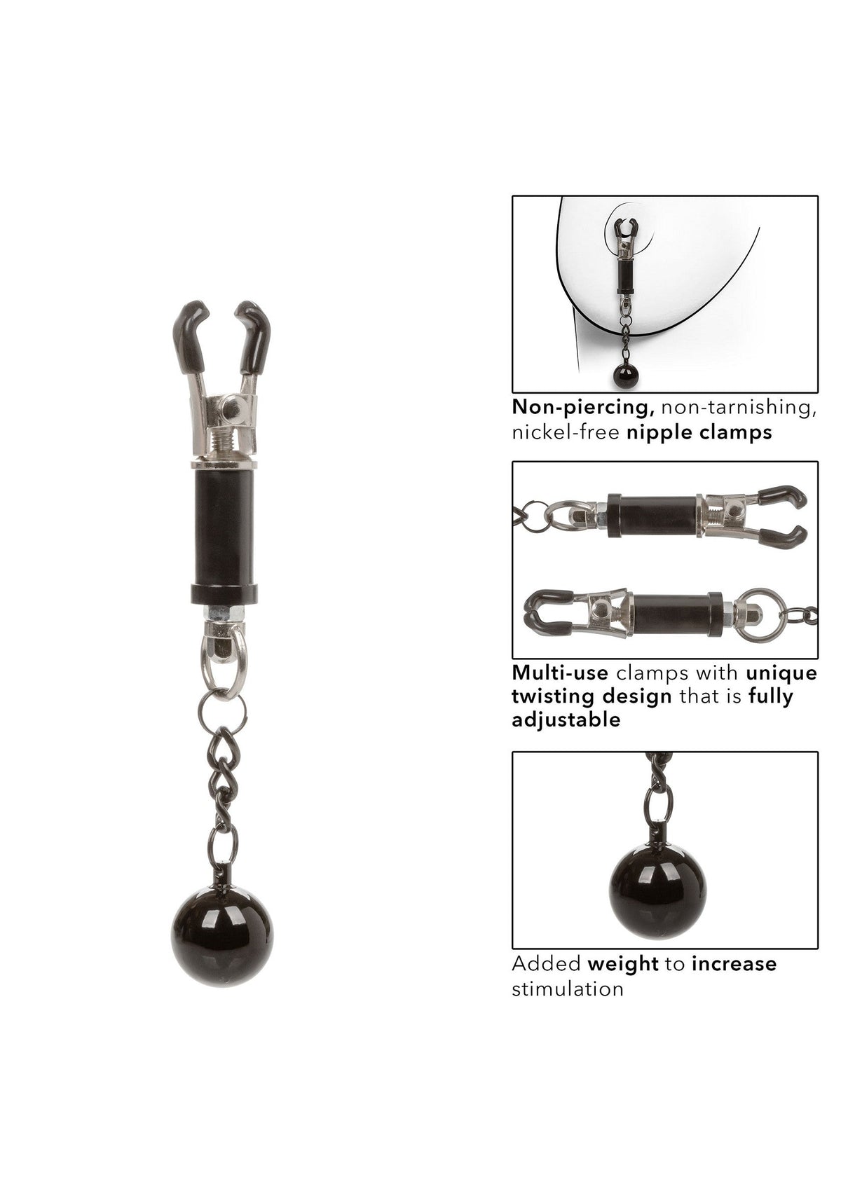 Weighted Twist Nipple Clamps SILVER - 3