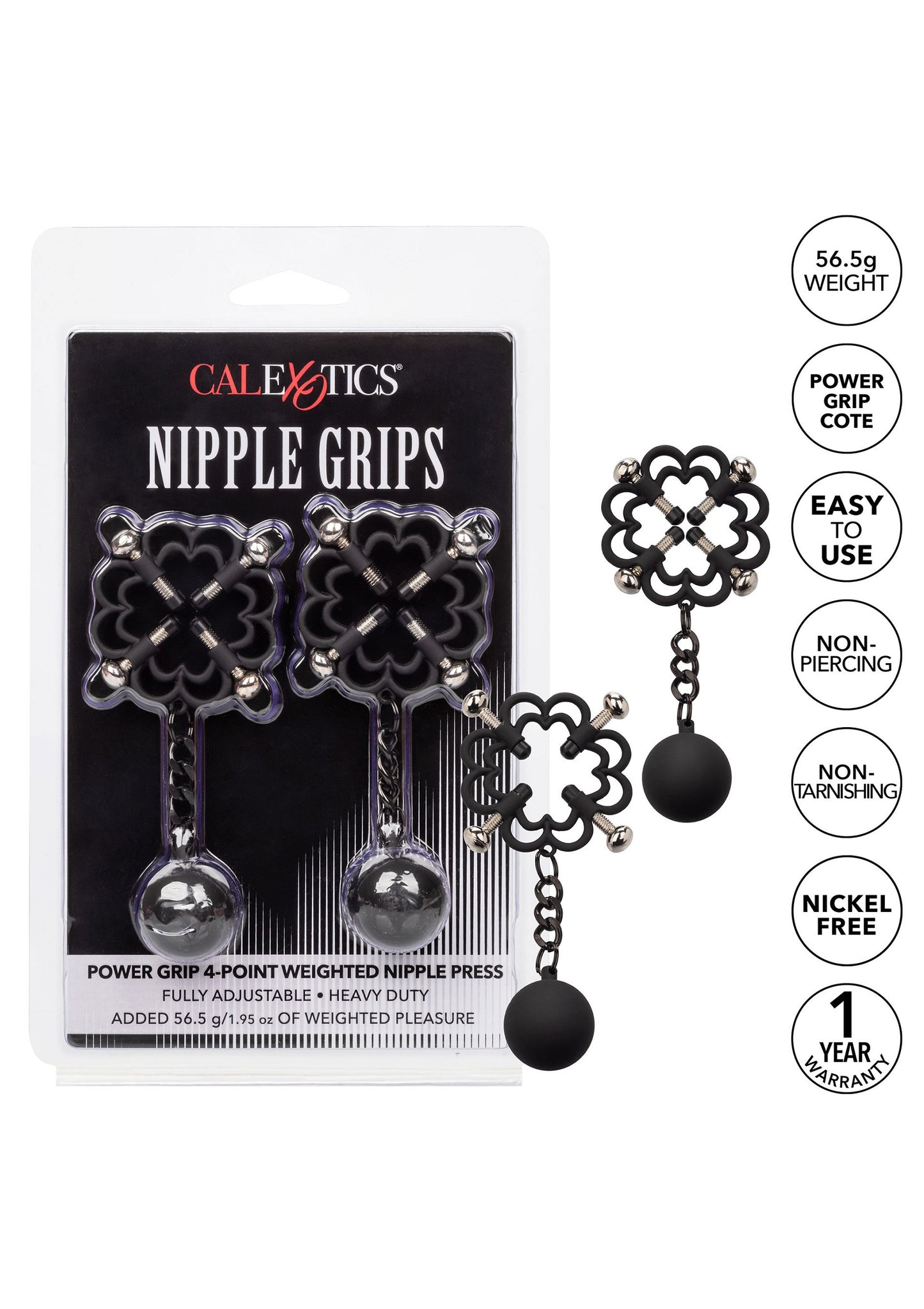CalExotics Nipple Grips Power Grip 4-Point Weighted Nipple Press METAL - 3