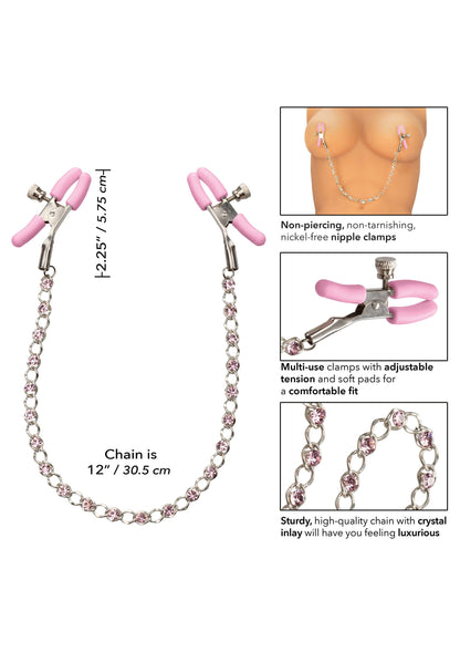 Crystal Chain Nipple Clamps PINK - 3