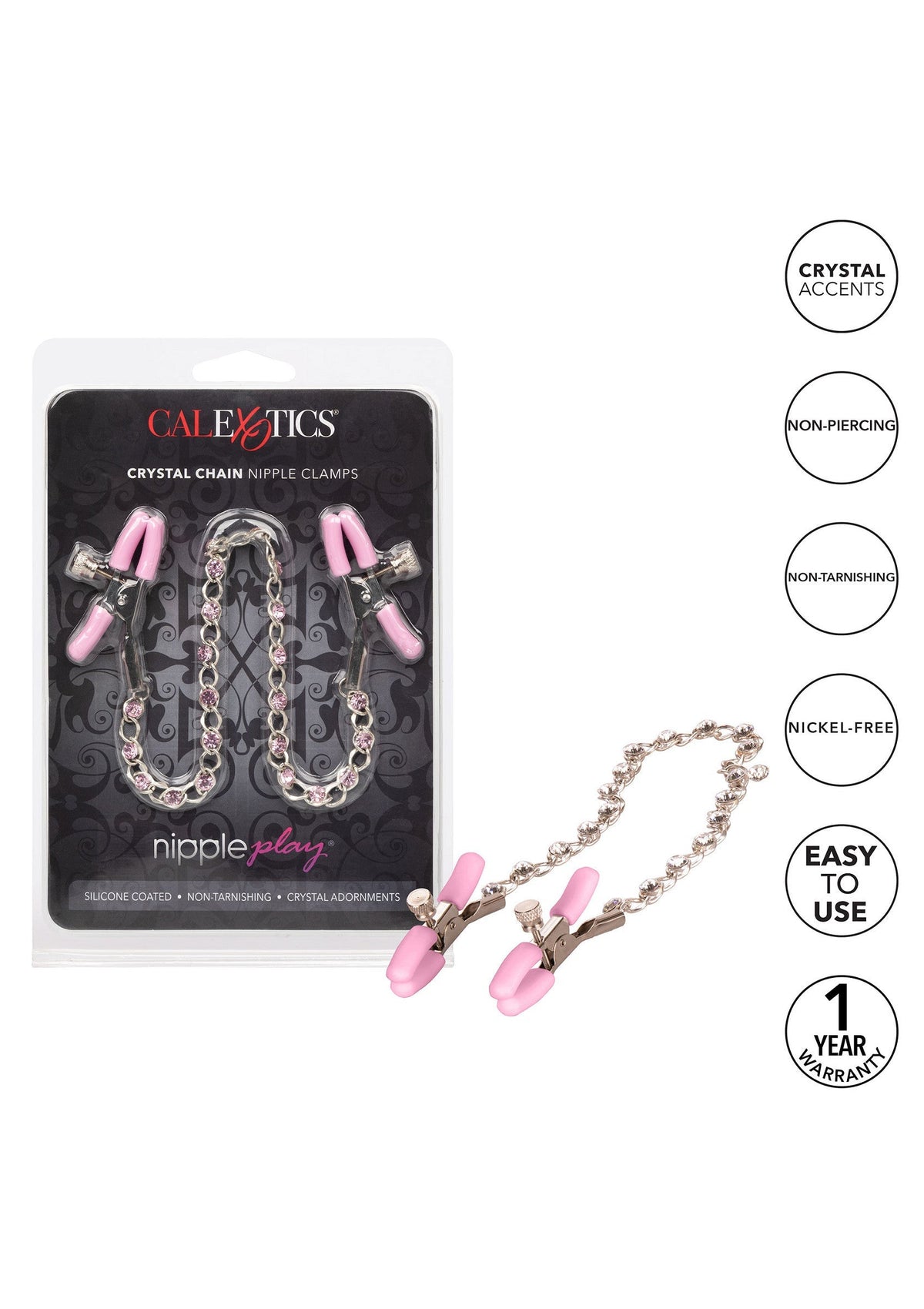 Crystal Chain Nipple Clamps PINK - 4
