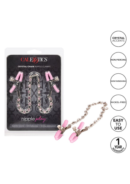 Crystal Chain Nipple Clamps PINK - 4