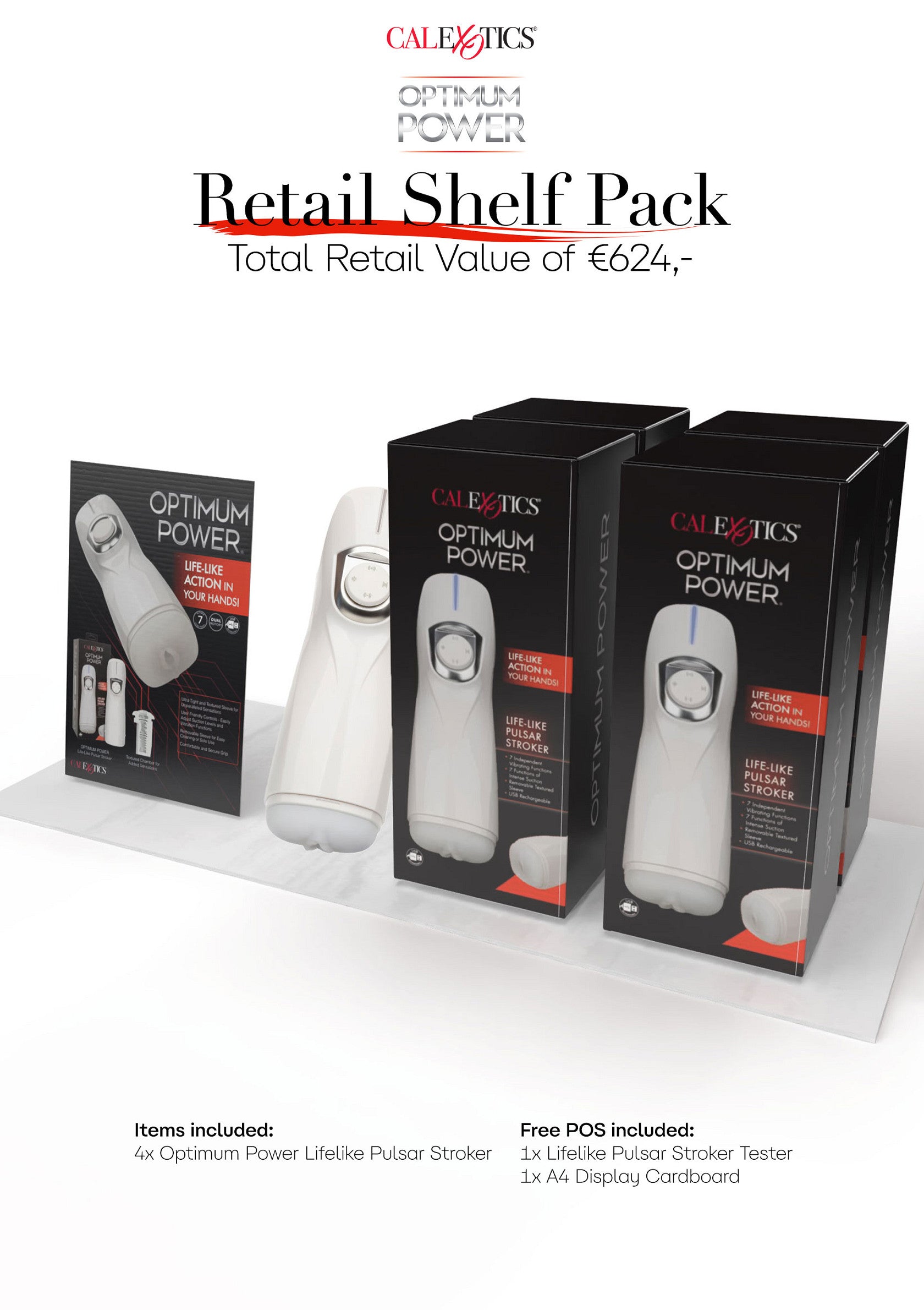 Calexotics Optimum Power Pulsar Retail Shelf Pack WHITE - 0