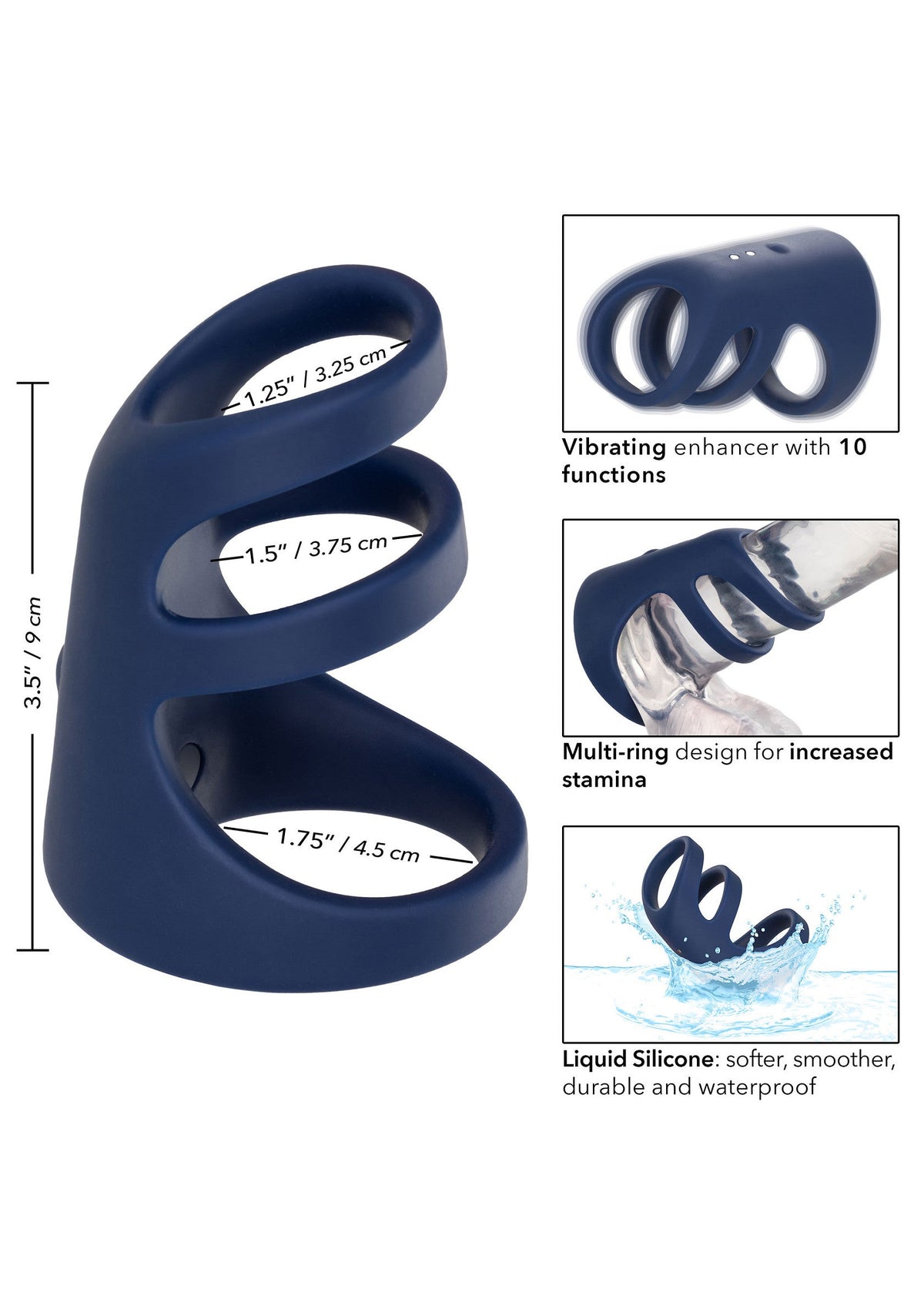 Rechargeable Triple Cock Cage BLUE - 3