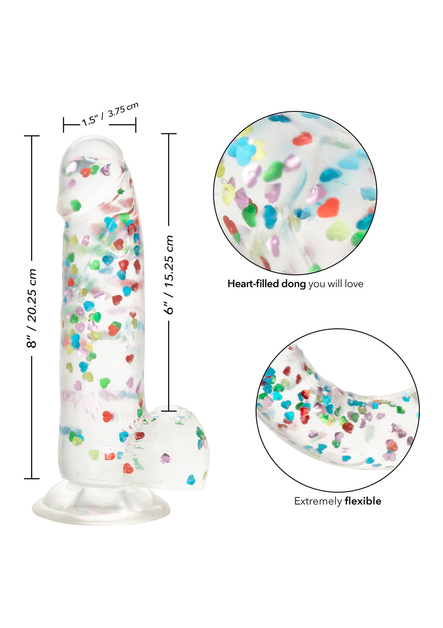 CalExotics Naughty Bits I Love Dick Heart-filled Dong TRANSPA - 3