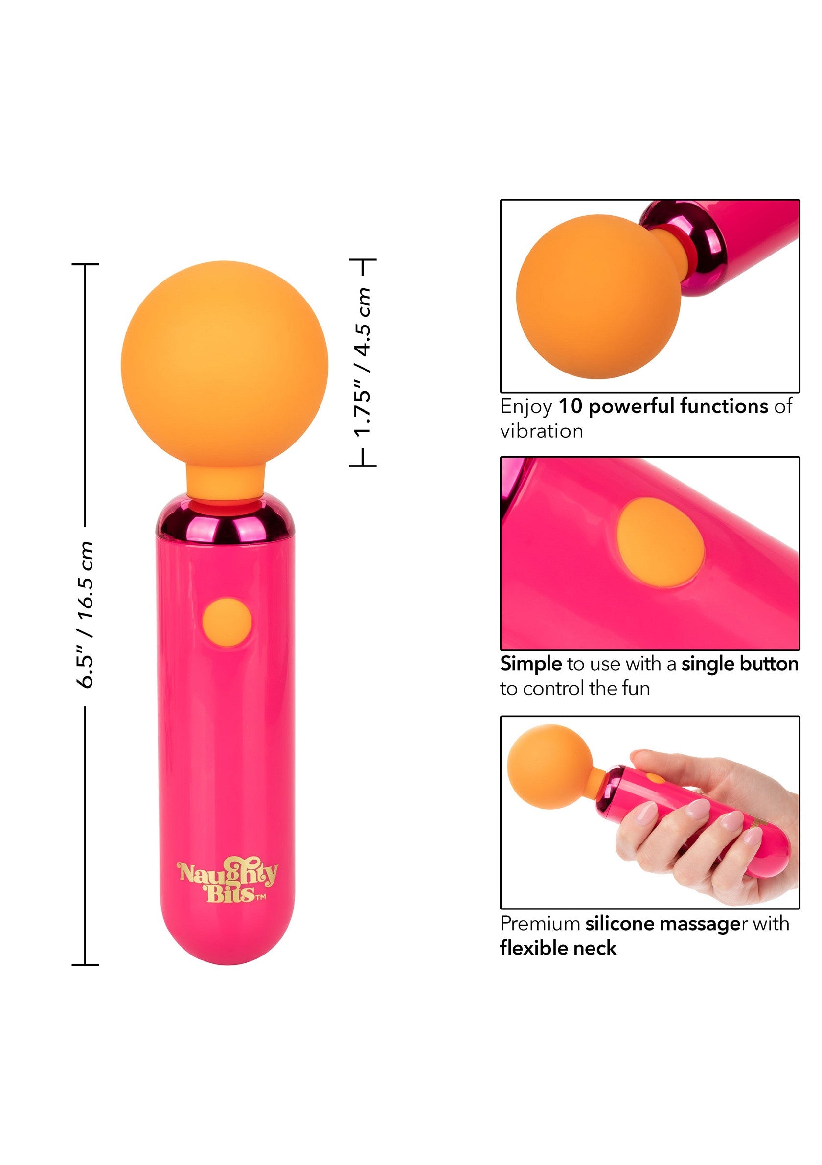 CalExotics Naughty Bits Home Cumming Queen Vibrating Wand ORANGE - 2