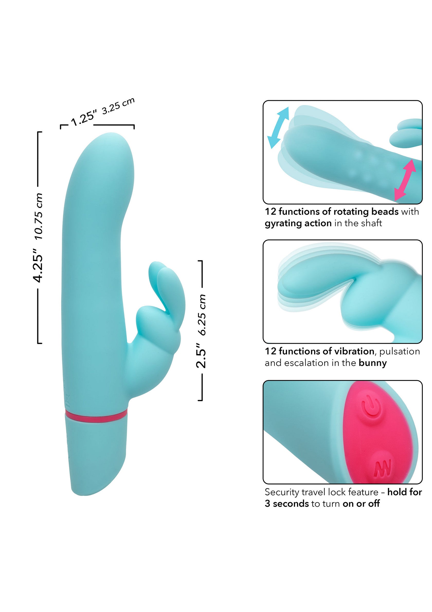 CalExotics Love Bunny Rotating Bunny BLUE - 3