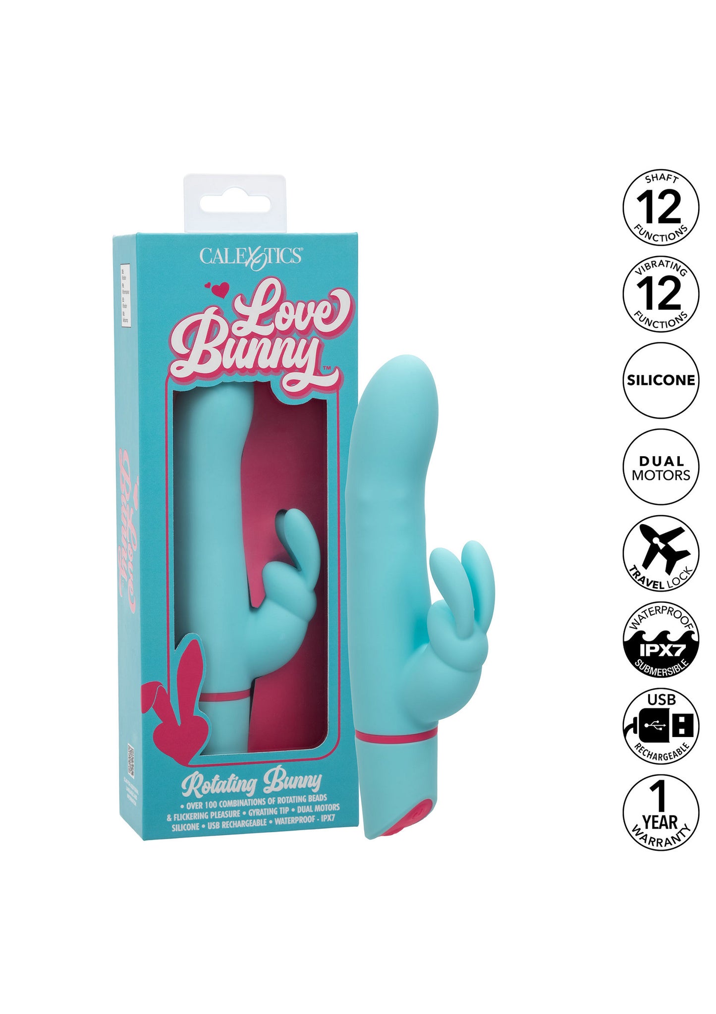 CalExotics Love Bunny Rotating Bunny BLUE - 4
