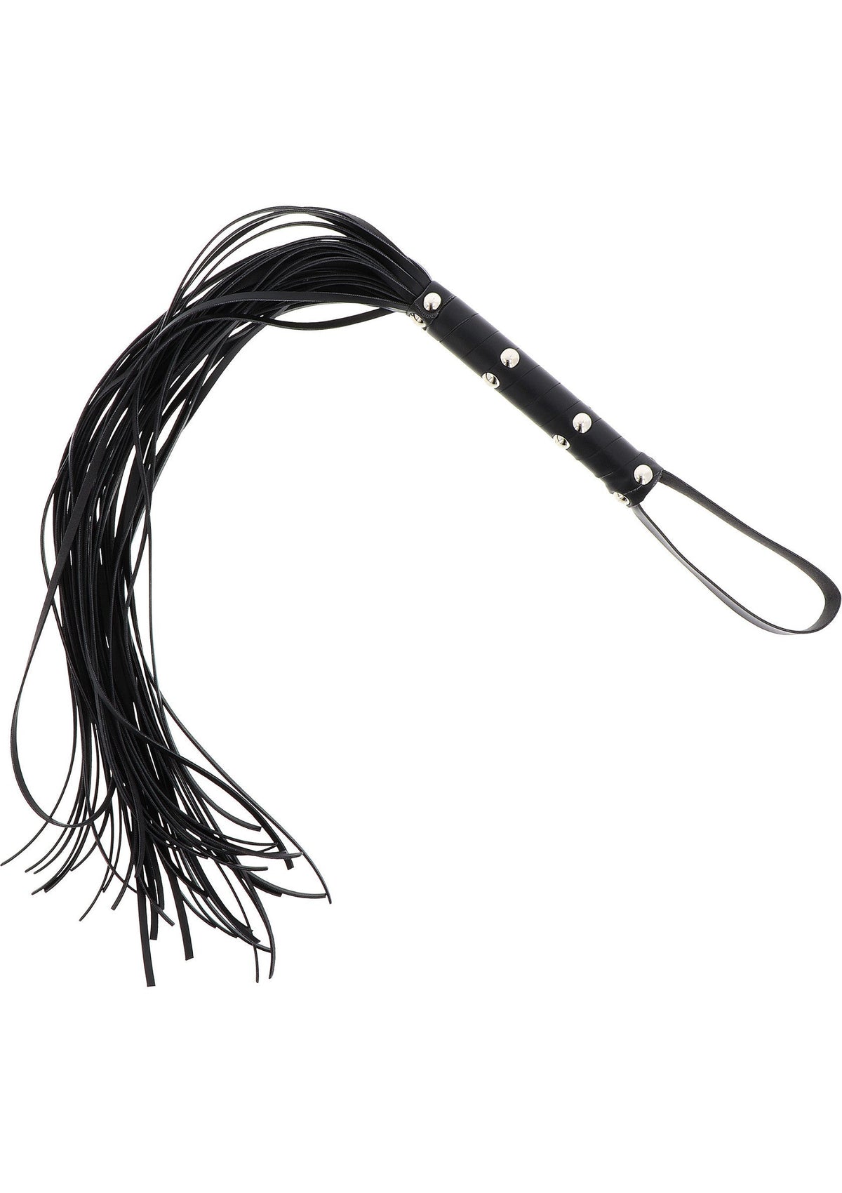 Long Studded Flogger Whip BLACK - 0