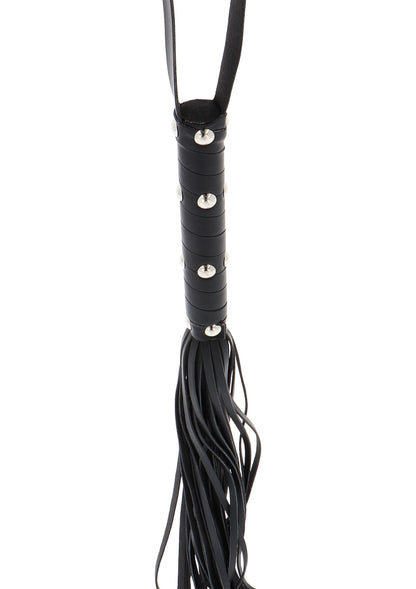 Long Studded Flogger Whip BLACK - 3
