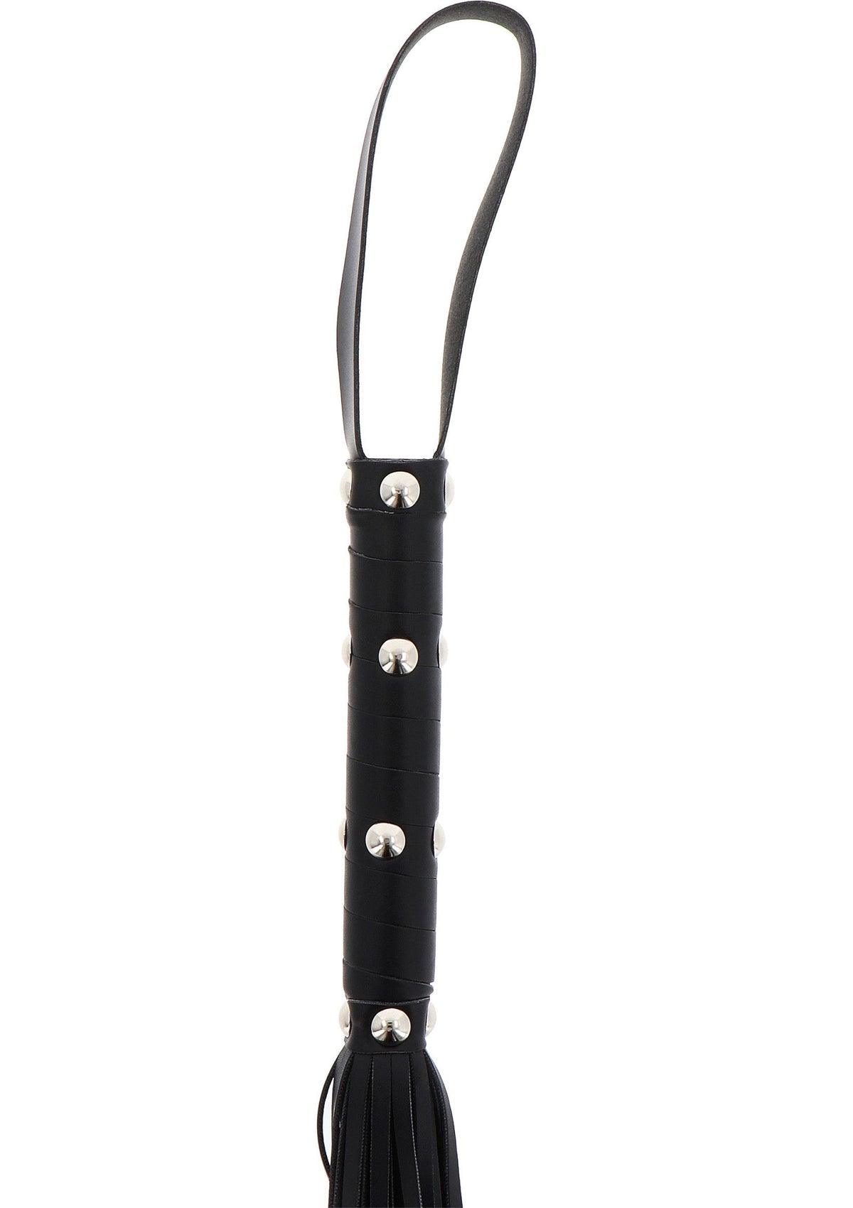 Long Studded Flogger Whip BLACK - 1