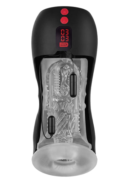 Vibrating Twin Turbo Masturbator BLACK - 3
