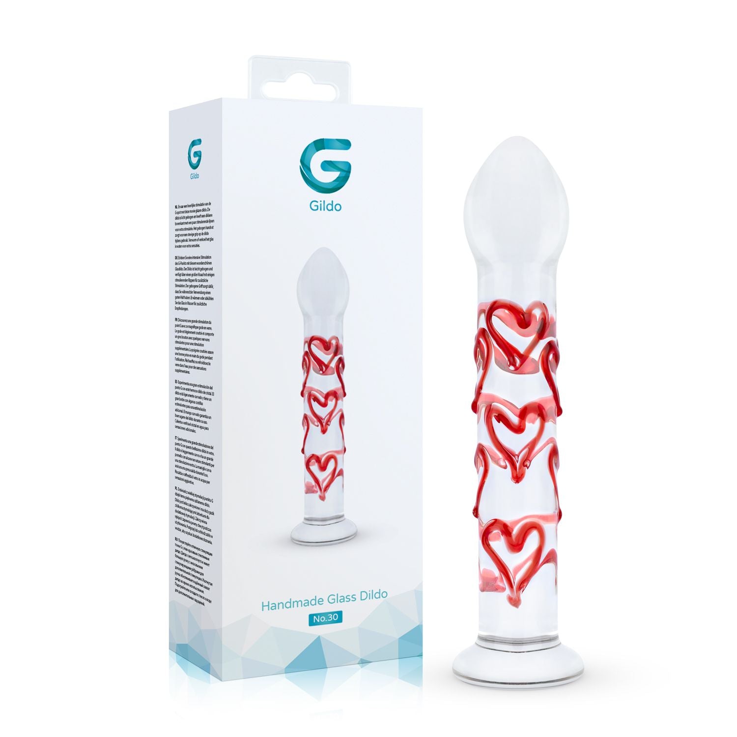 Gildo - Glazen G-spot/Prostaat Dildo Met Hartjes No.30 - 0