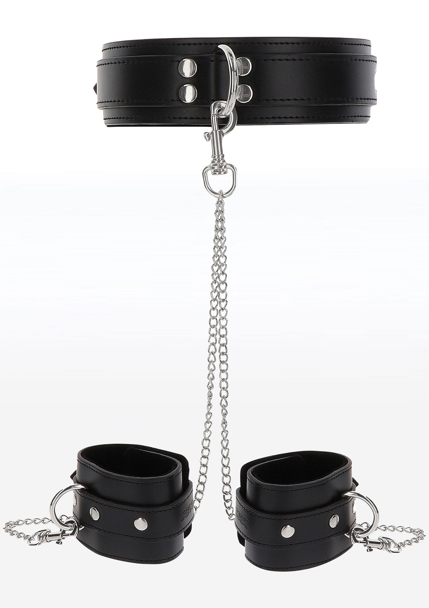 Taboom Bondage Essentials Heavy Collar and Wrist Cuffs BLACK - 3