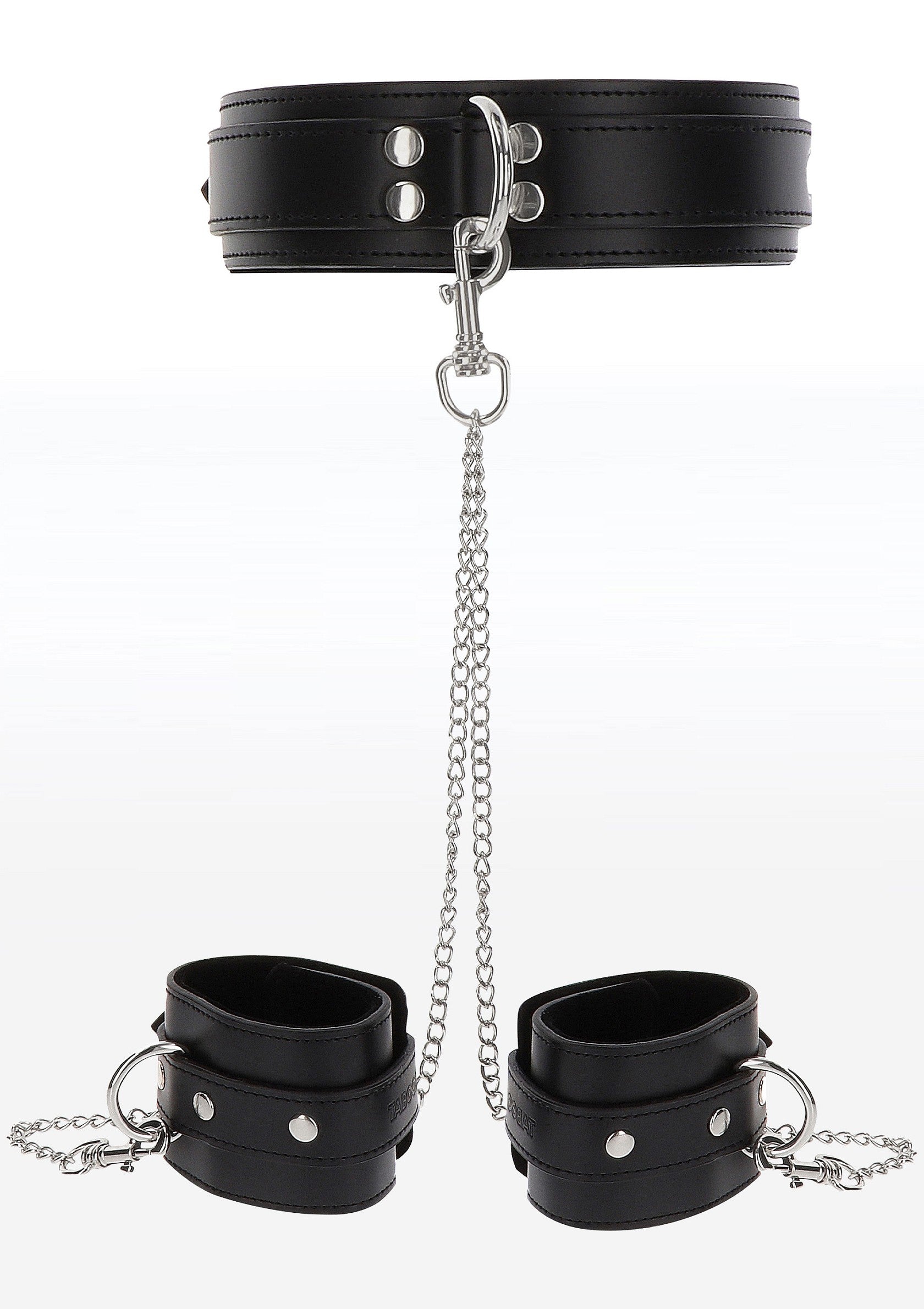 Taboom Bondage Essentials Heavy Collar and Wrist Cuffs BLACK - 3