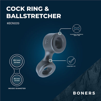 Boners Cockring En Ballstretcher - Grijs - 5